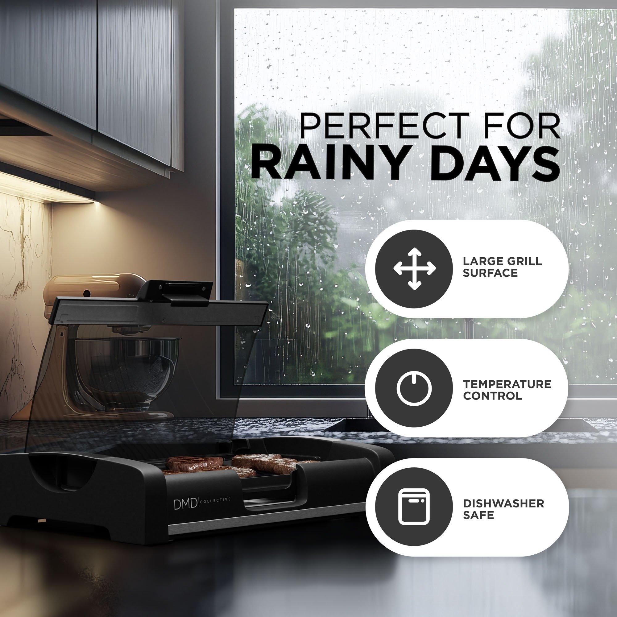 Black - DMD Collective - Smokeless Electric Barbecue Grill with Glass Lid - 5