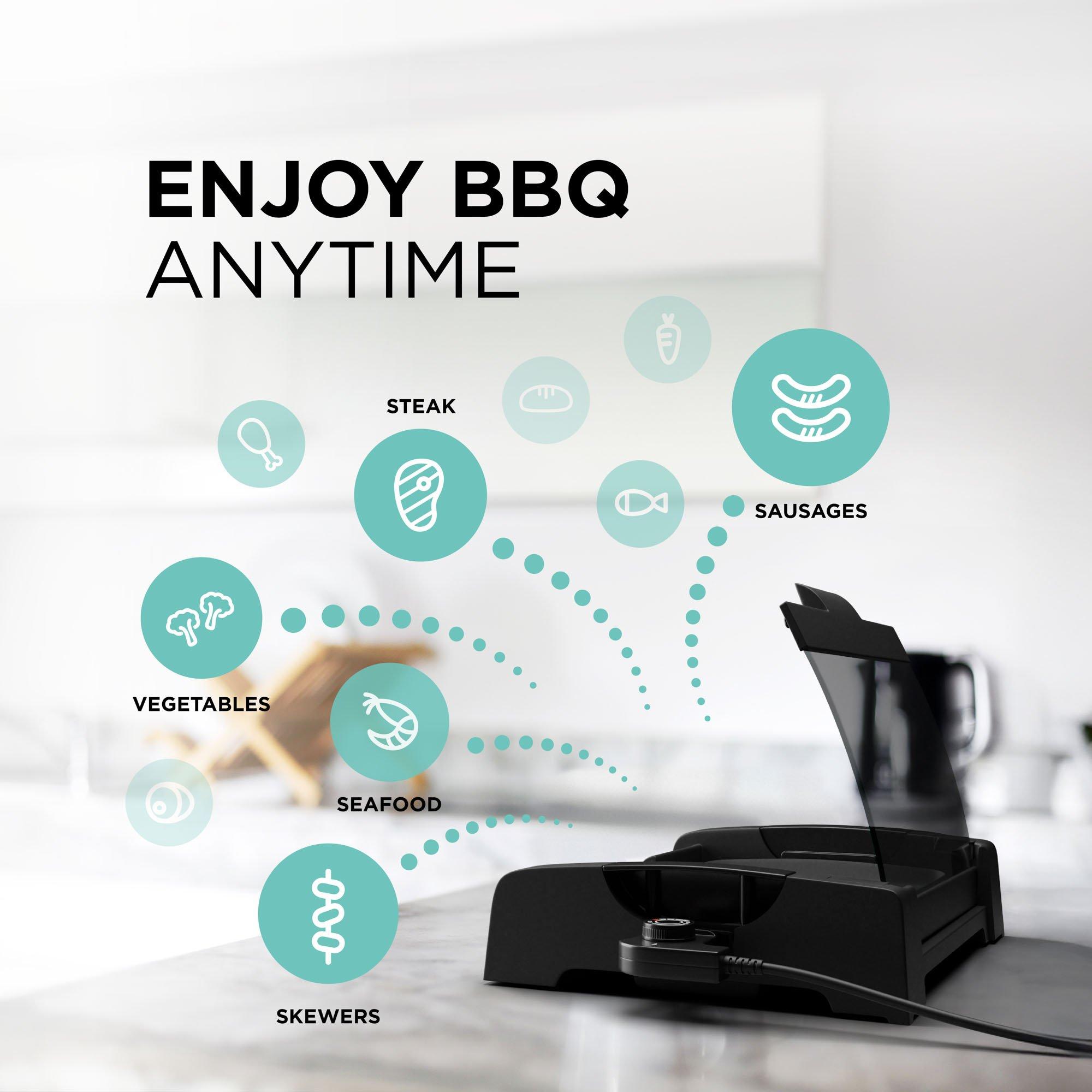 Black - DMD Collective - Smokeless Electric Barbecue Grill with Glass Lid - 7