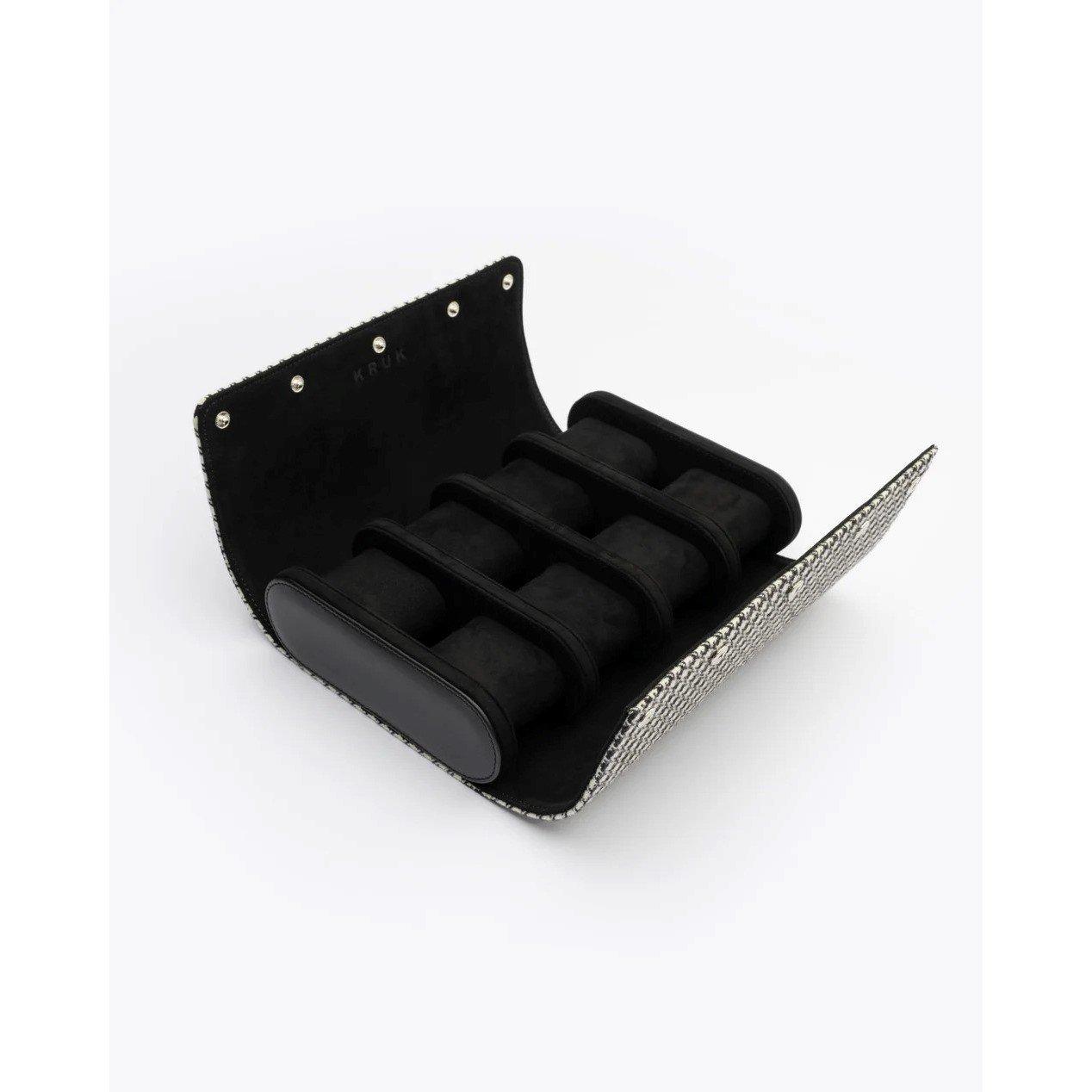 Black/White - Kruk Designs - Men's Watch Travel Jewellery Box - 3