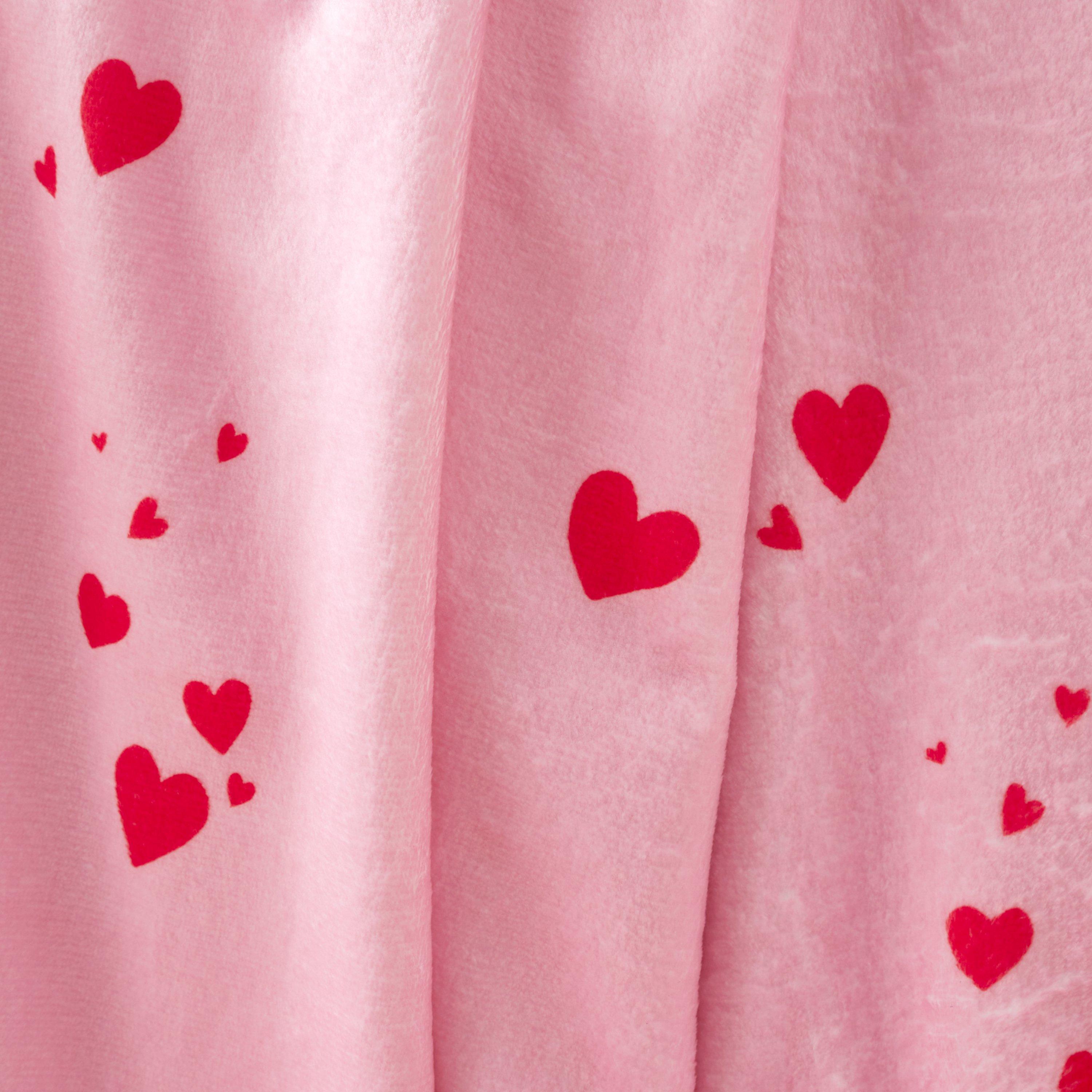 Pink - Catherine Lansfield - Heart Cosy Fleece Oversized Blanket Throw - 4