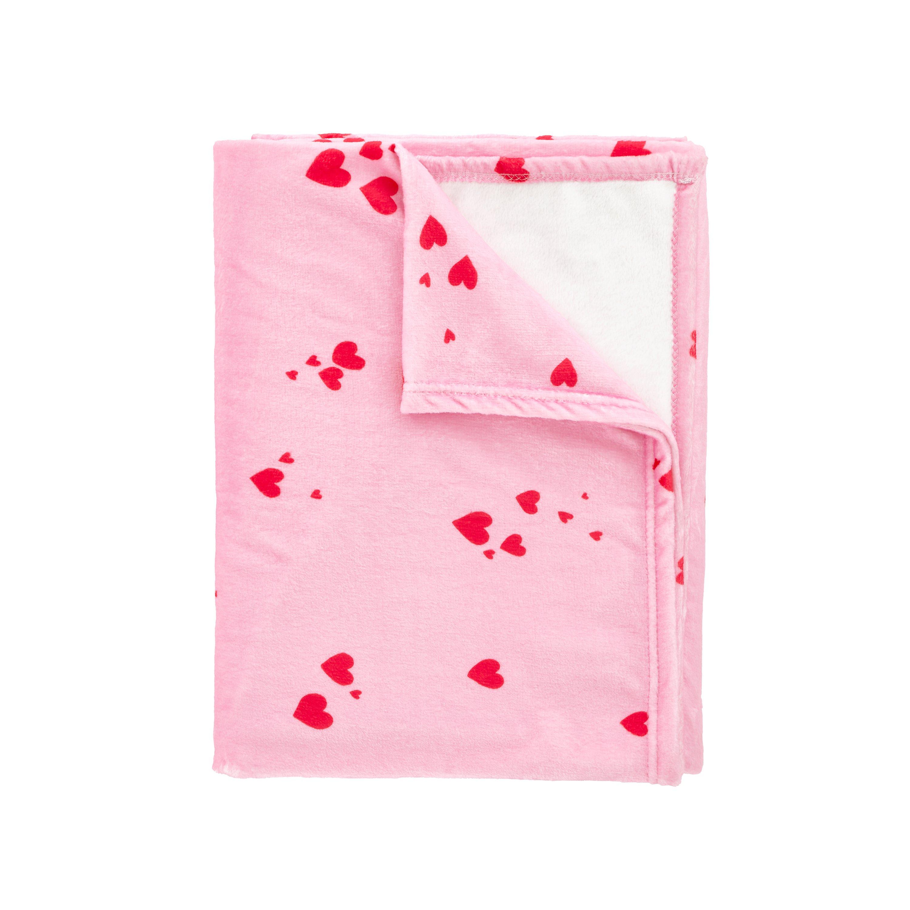 Pink - Catherine Lansfield - Heart Cosy Fleece Oversized Blanket Throw - 5