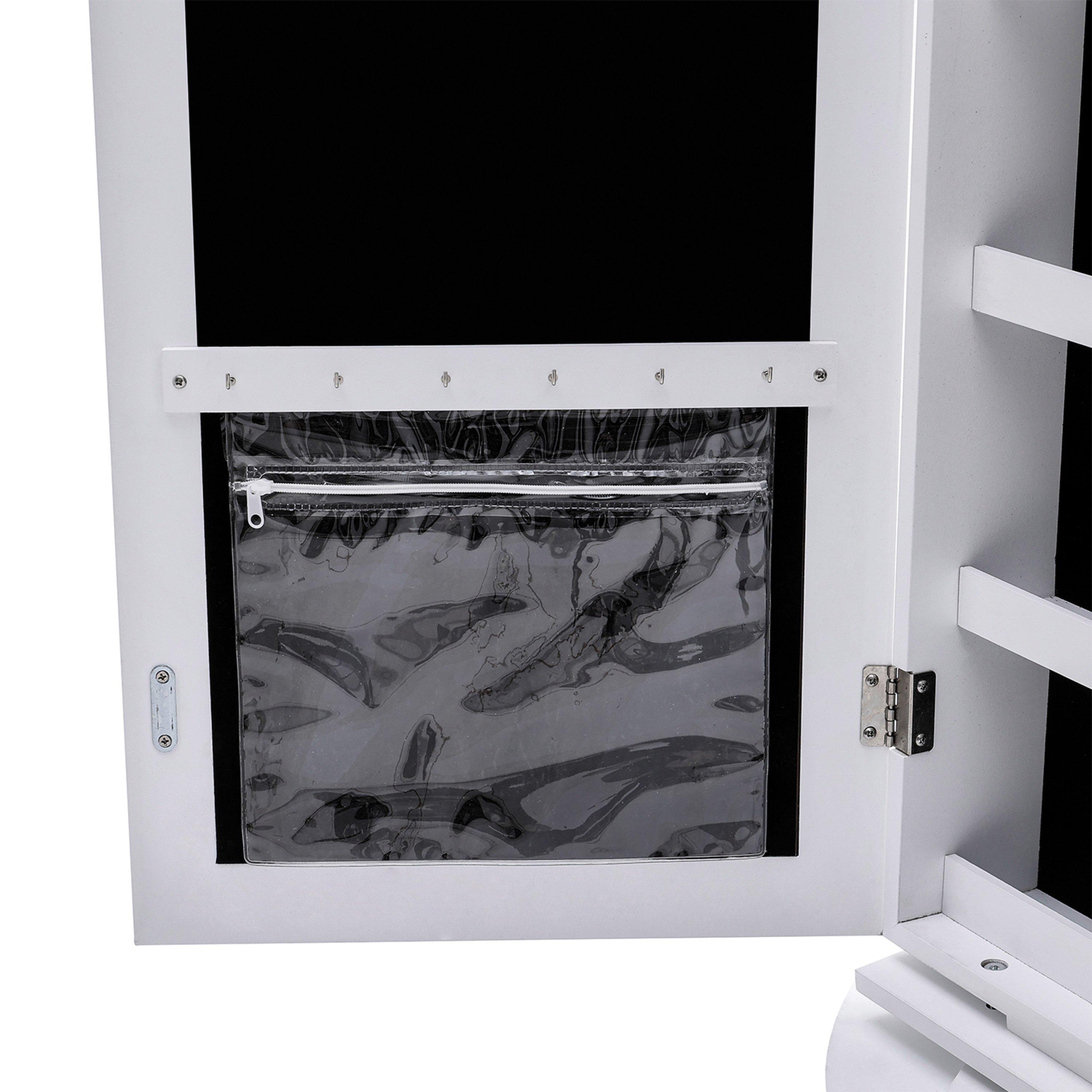 White - Kabinet UK - Rotating Jewelry Armoire with Mirror - 9