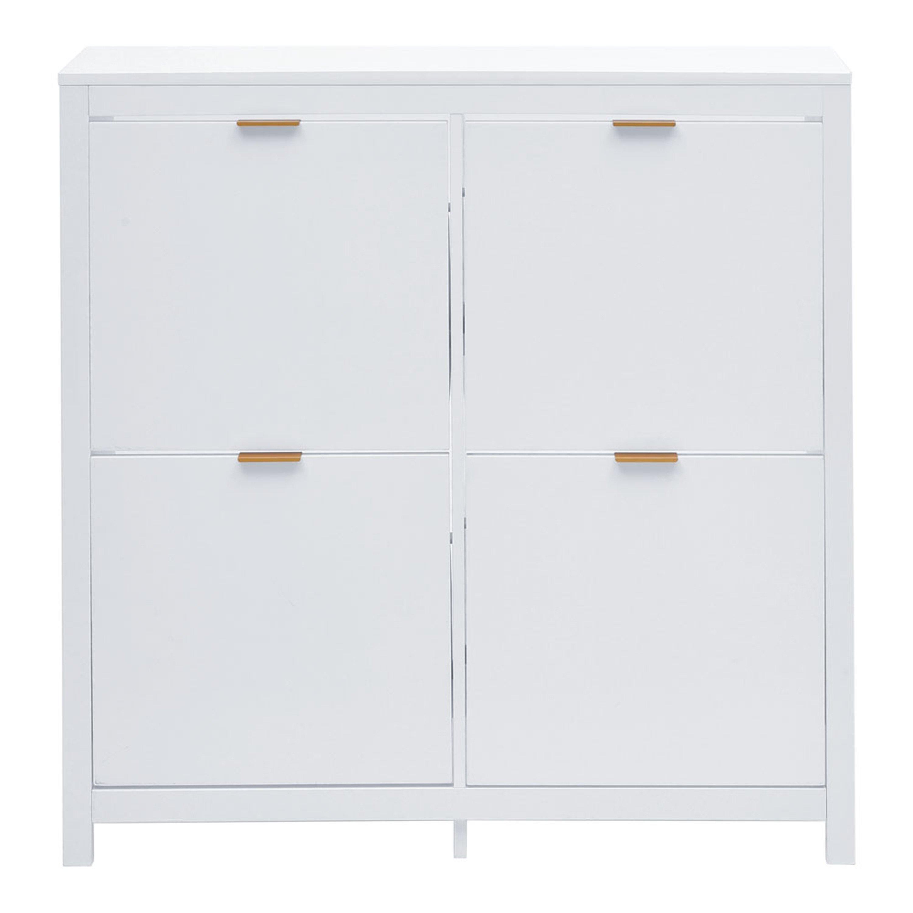 White - Kabinet UK - Flip Down Wood Shoe Cabinet in White - 2