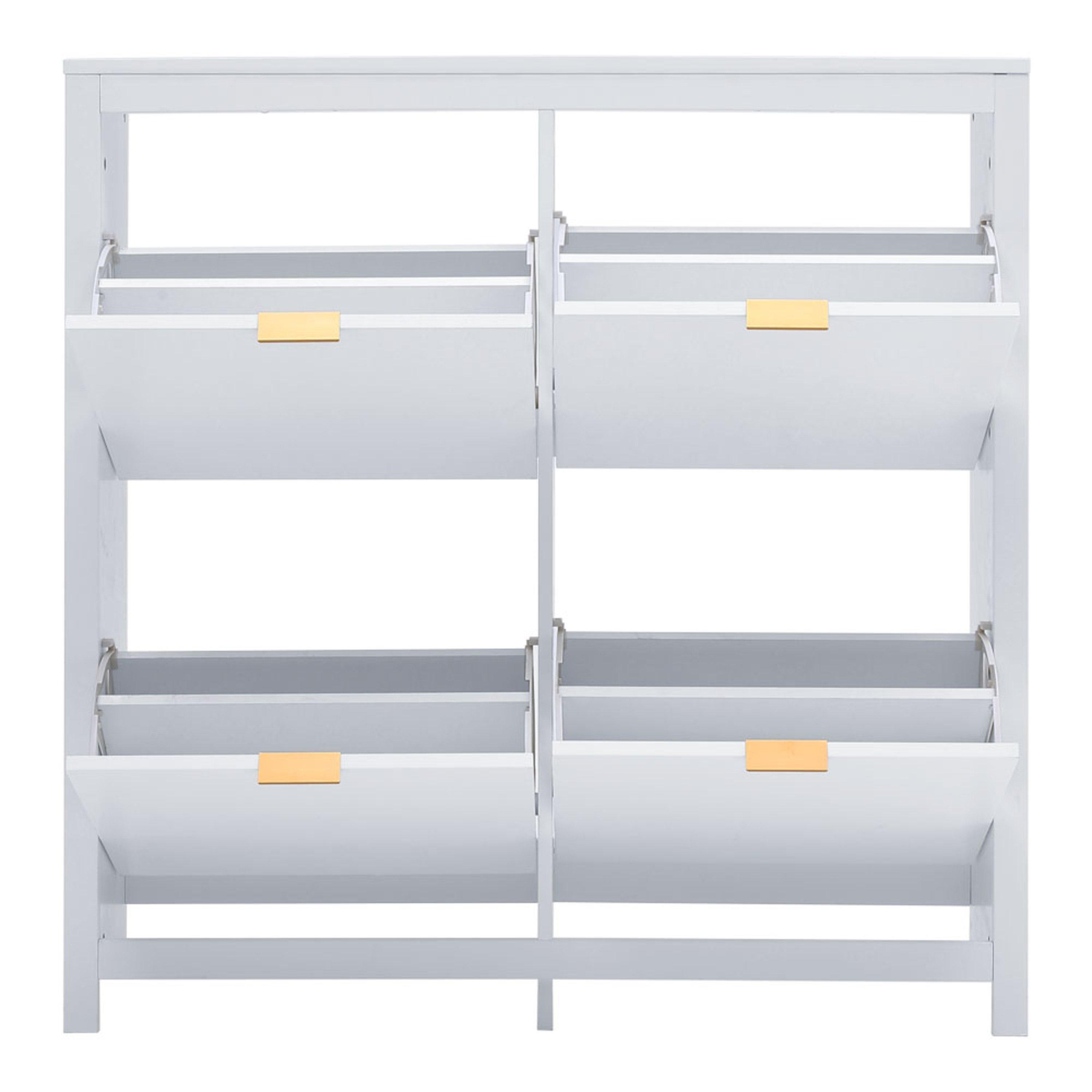 White - Kabinet UK - Flip Down Wood Shoe Cabinet in White - 3