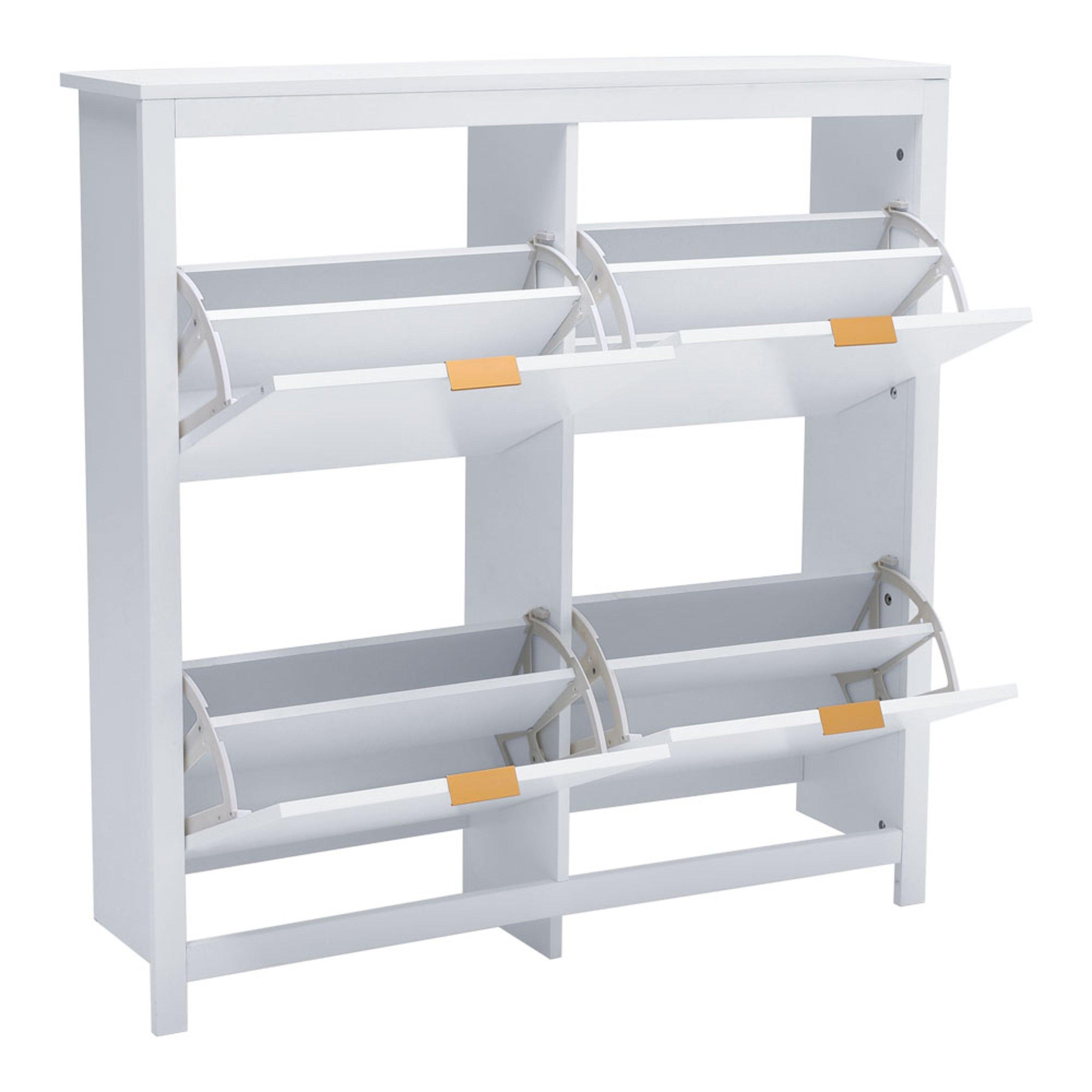 White - Kabinet UK - Flip Down Wood Shoe Cabinet in White - 4