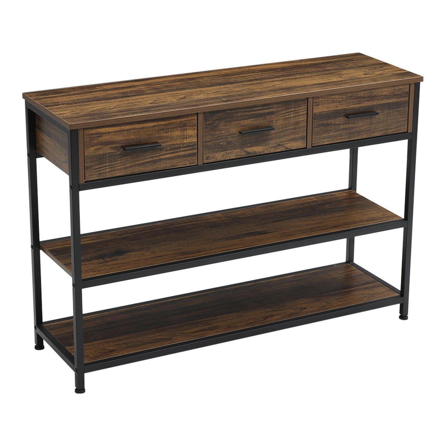 Dark Brown - Kabinet UK - Vintage Console Table with Drawers and Shelves - 3