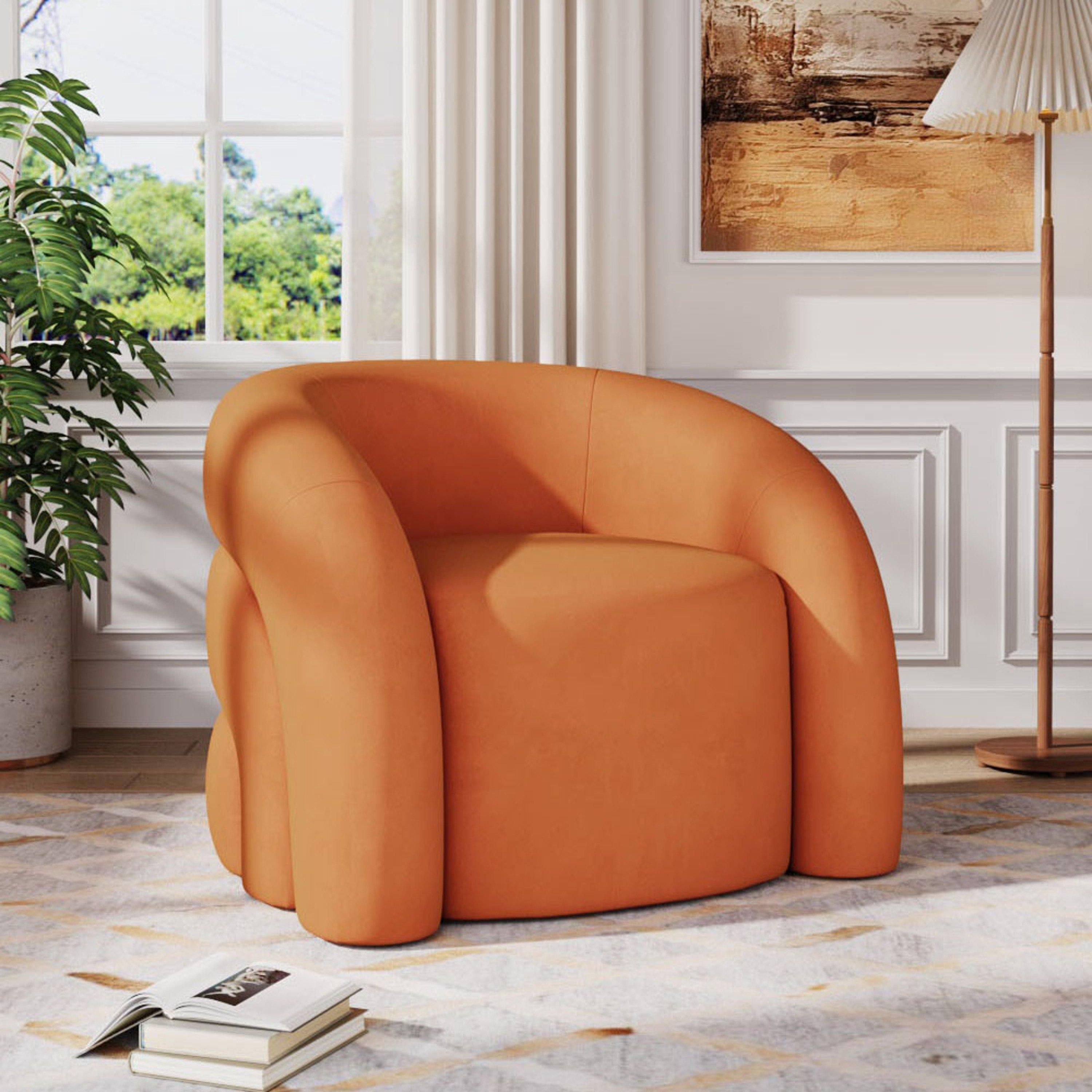 Orange - Kabinet UK - Upholstered Curved Snug Accent Chair - 2