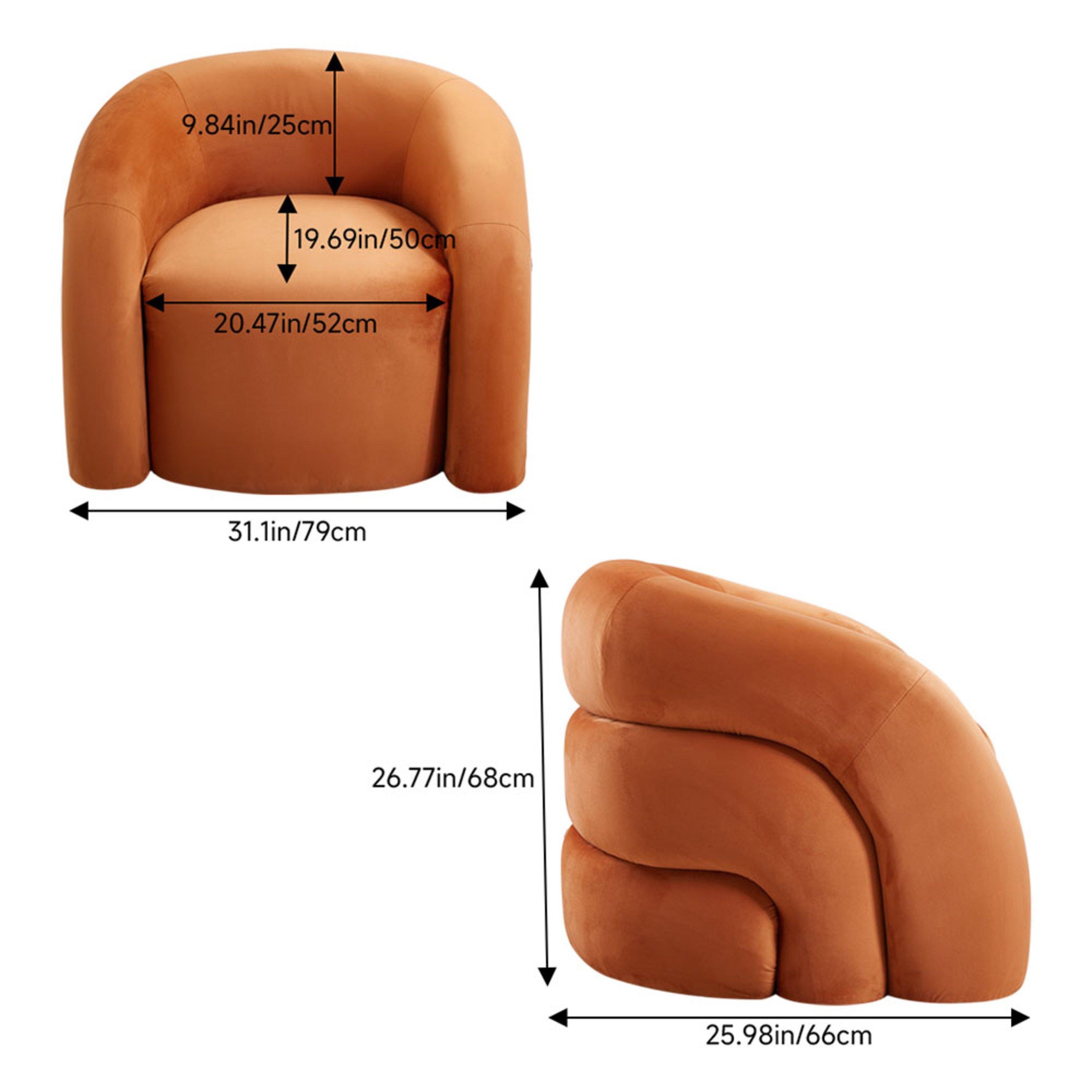 Orange - Kabinet UK - Upholstered Curved Snug Accent Chair - 12