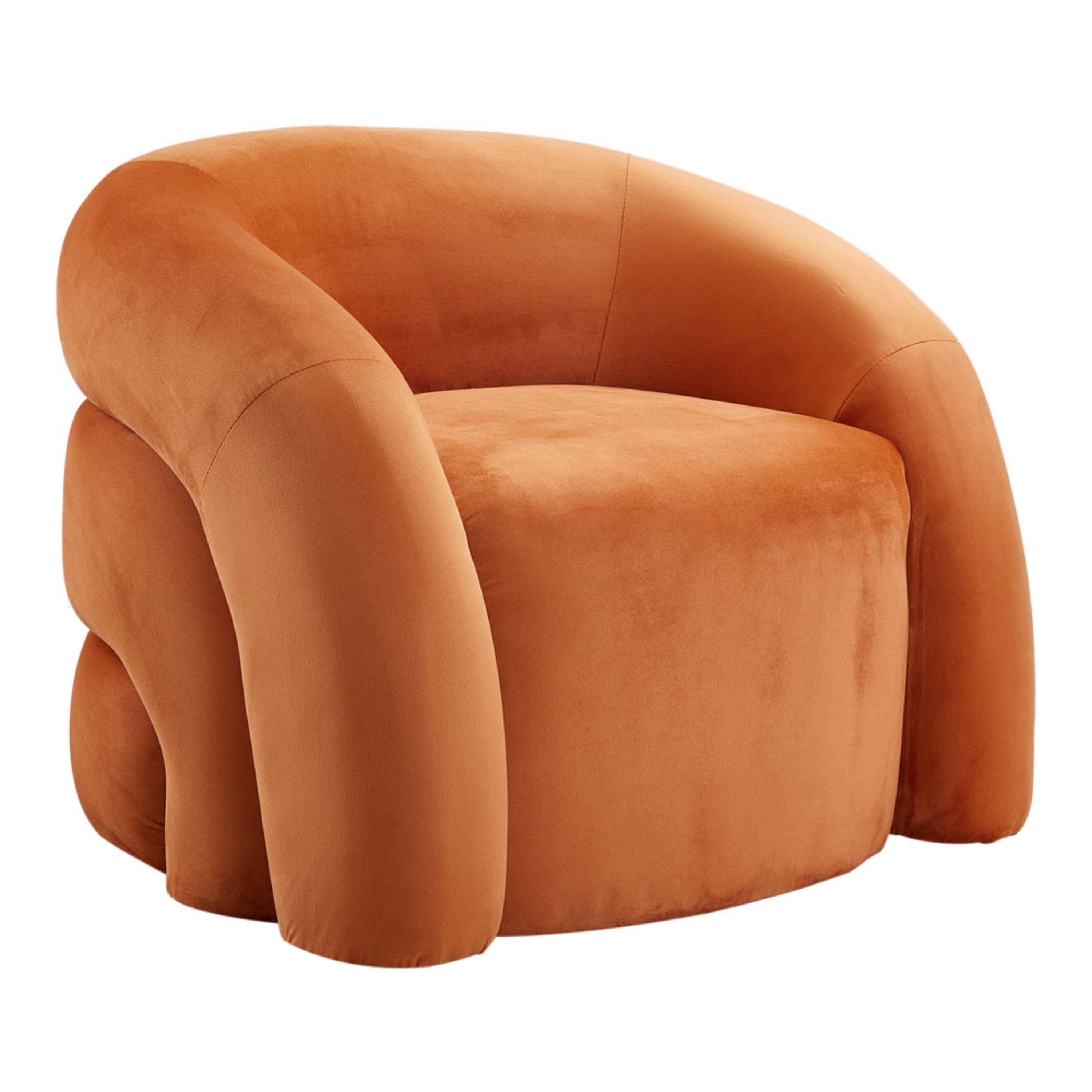 Orange - Kabinet UK - Upholstered Curved Snug Accent Chair - 4