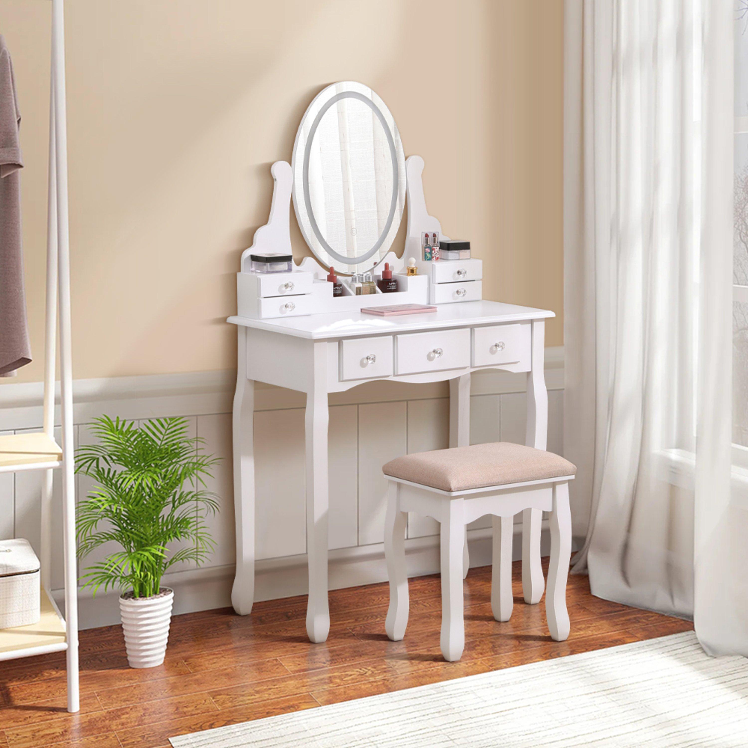 White - Kabinet UK - Makeup Vanity Desk Set with LED Lighting - 2
