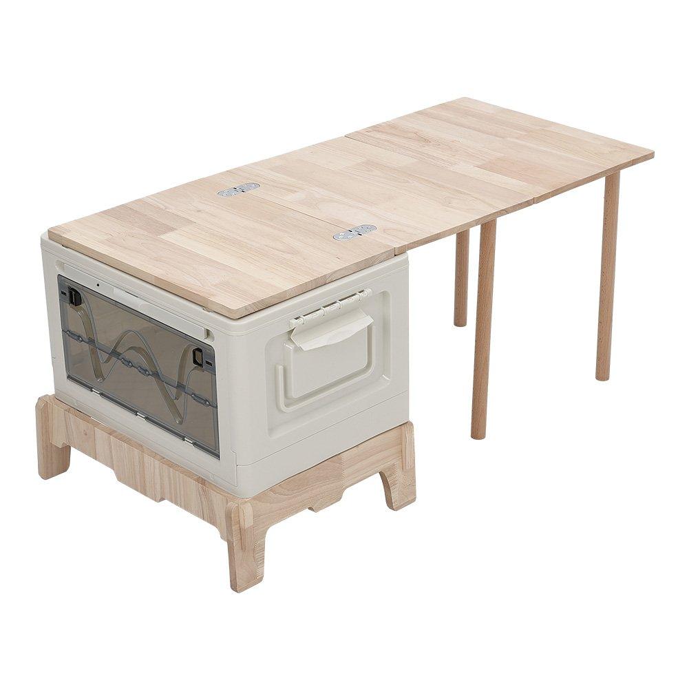 White And Brown - Breeins Camping - Foldable Camping Storage Box with Table - 2