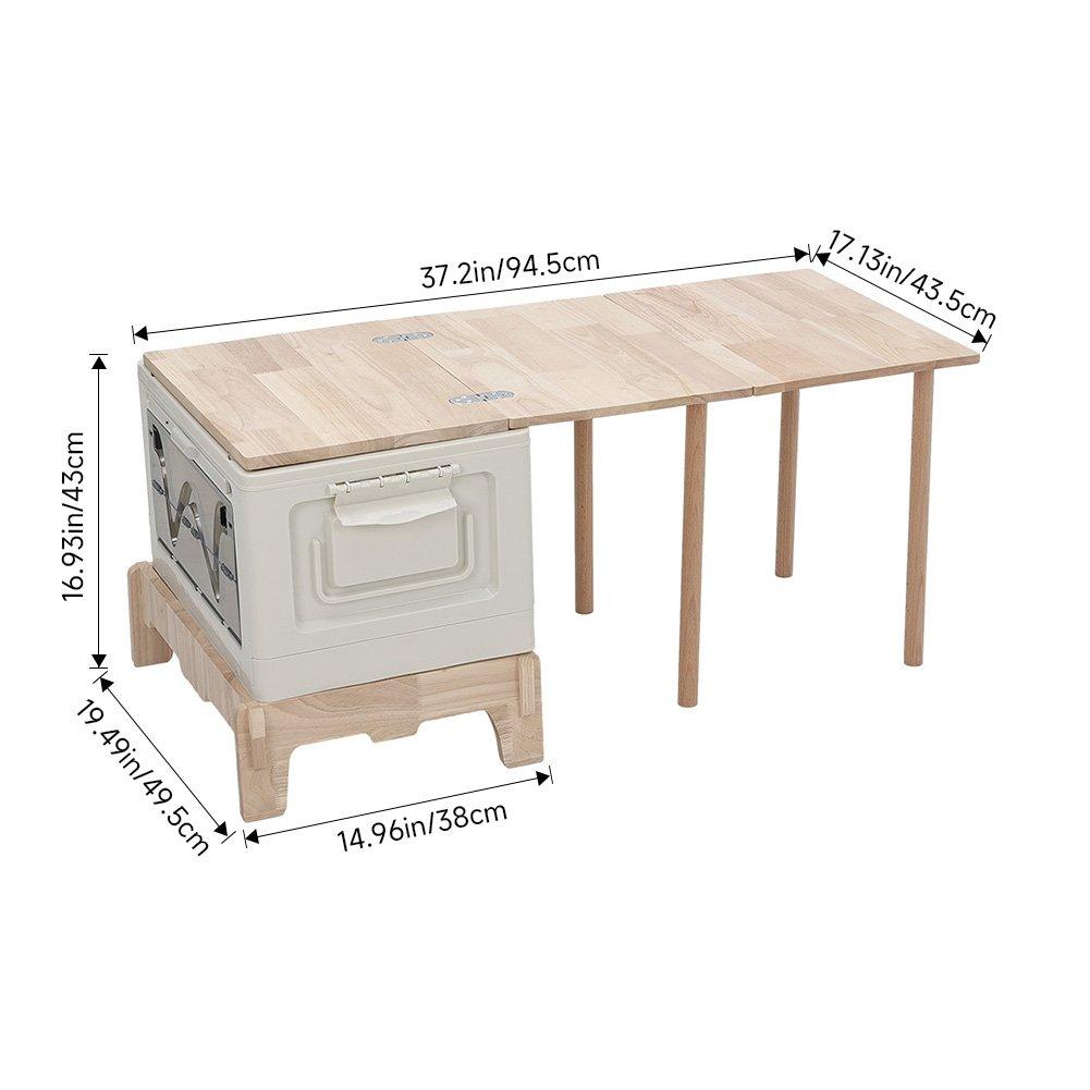 White And Brown - Breeins Camping - Foldable Camping Storage Box with Table - 9