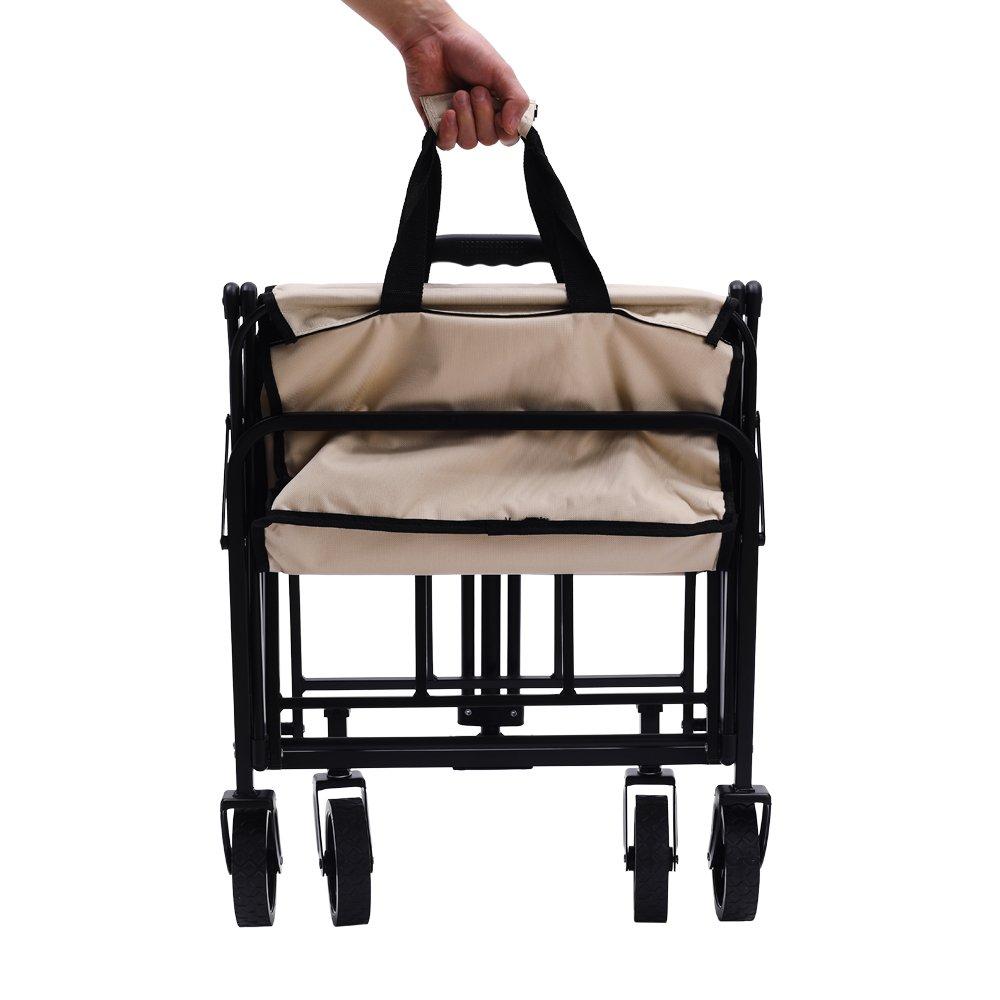 Beige - Breeins - Flat Fold Beige Camping Trolley - 4