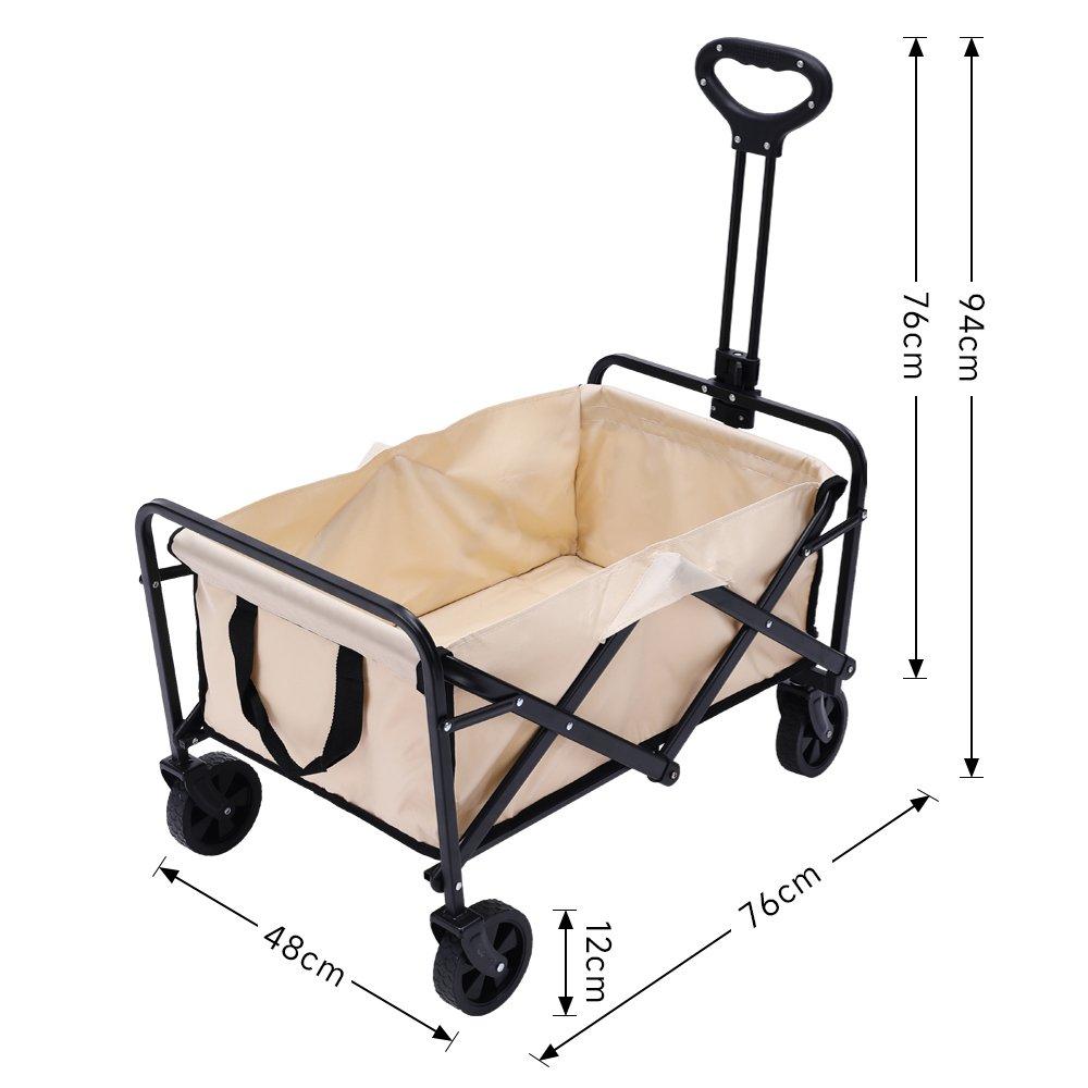 Beige - Breeins - Flat Fold Beige Camping Trolley - 9