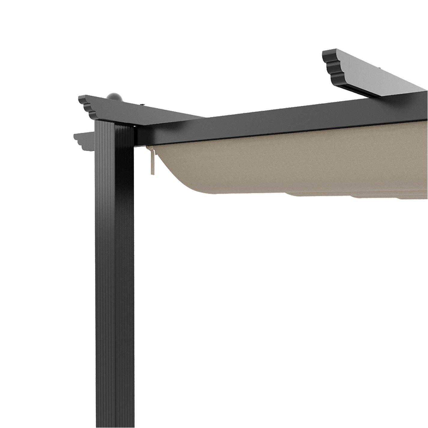Black And Beige - Breeins - 13x13ft Aluminium Pergola with Retractable Roof - 7
