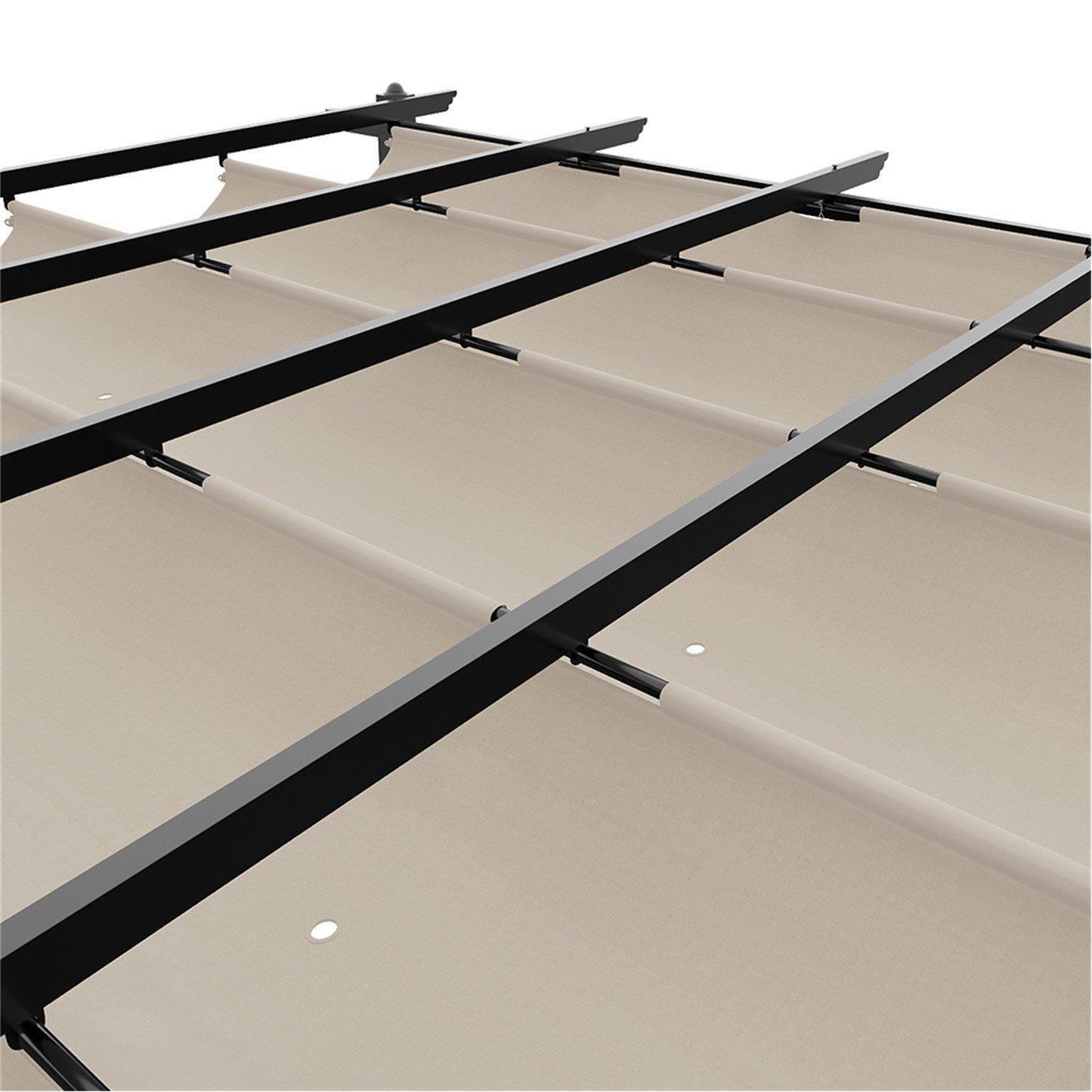 Black And Beige - Breeins - 13x13ft Aluminium Pergola with Retractable Roof - 8