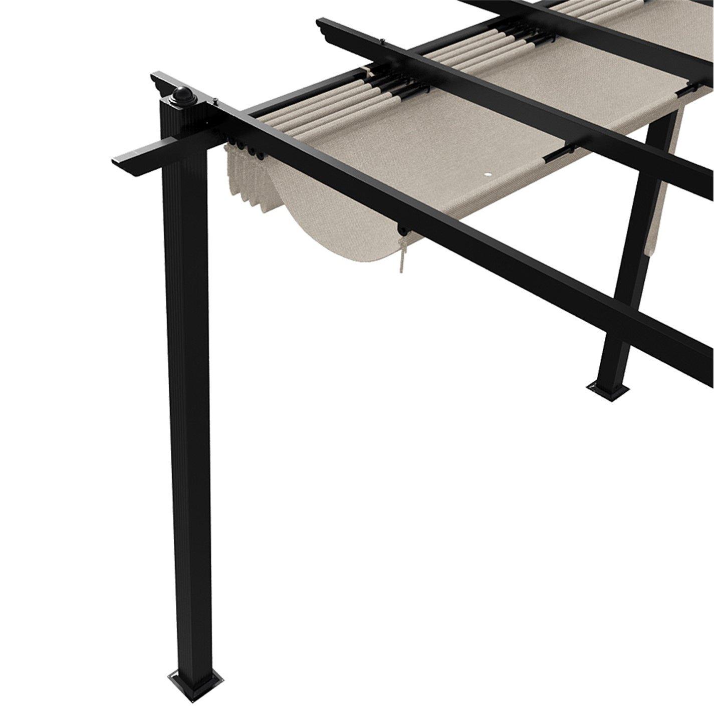 Black And Beige - Breeins - 10x20ft Aluminium Pergola with Retractable Roof - 7