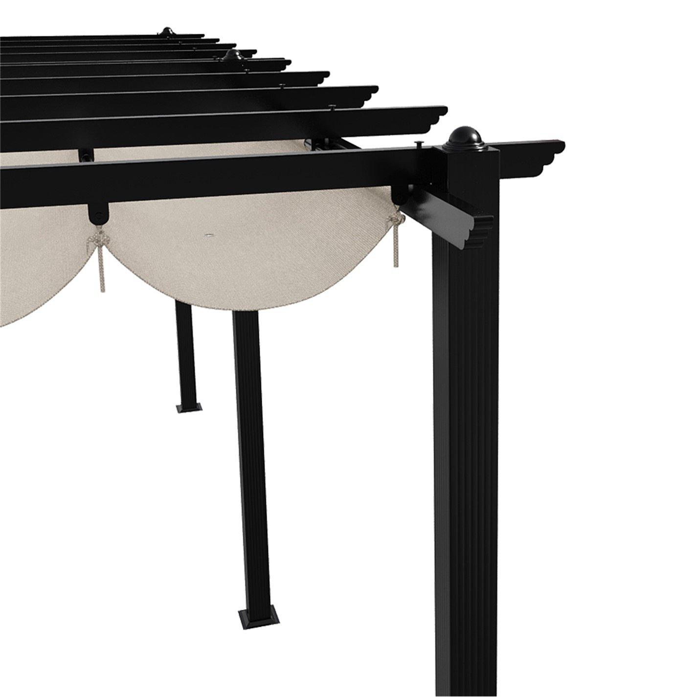Black And Beige - Breeins - 10x20ft Aluminium Pergola with Retractable Roof - 8