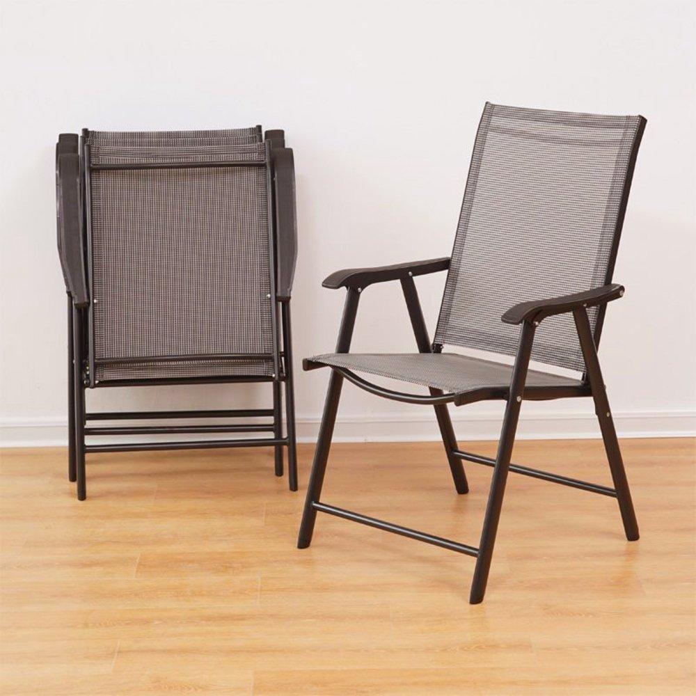 Brown - Breeins - Foldable Fabric Chairs Set of 2 Metal Frame - 2