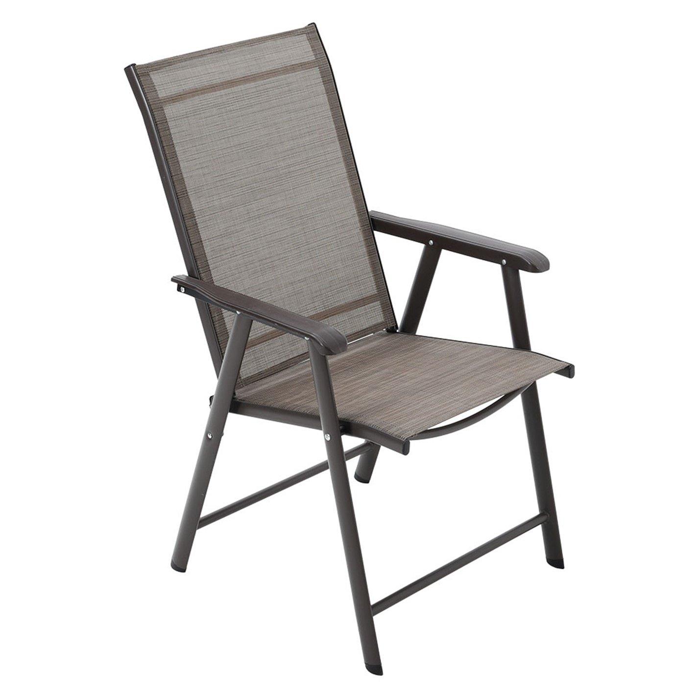 Brown - Breeins - Foldable Fabric Chairs Set of 2 Metal Frame - 3