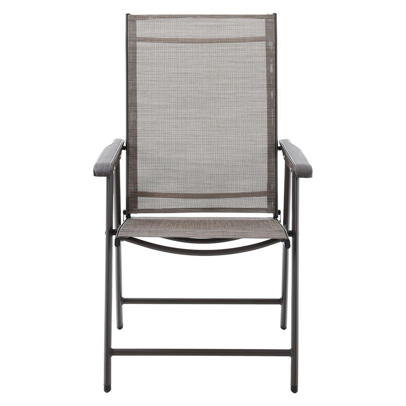 Brown - Breeins - Foldable Fabric Chairs Set of 2 Metal Frame - 4