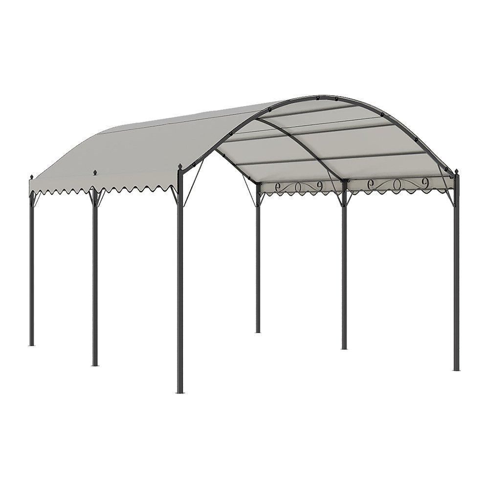 Black And White - Breeins - 13x10ft Outdoor Metal Arched Pergola with Canopy - 1