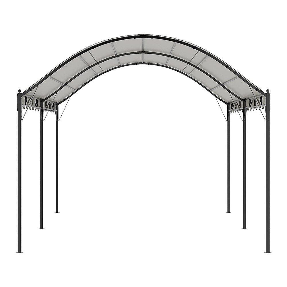 Black And White - Breeins - 13x10ft Outdoor Metal Arched Pergola with Canopy - 2
