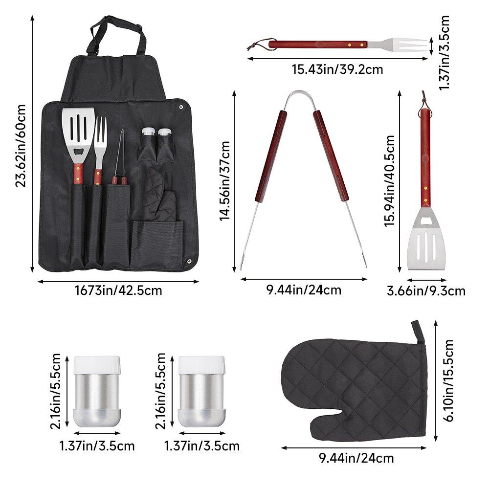 Black - Breeins - 6Pcs Barbecue Tool Set - 8