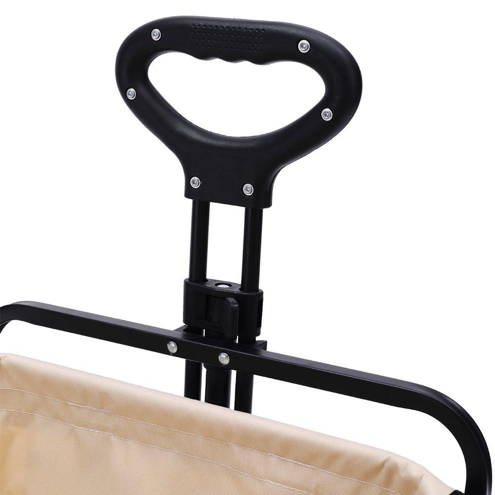 Beige - Breeins - Folding Trolley with Adjustable Tabletop - 5