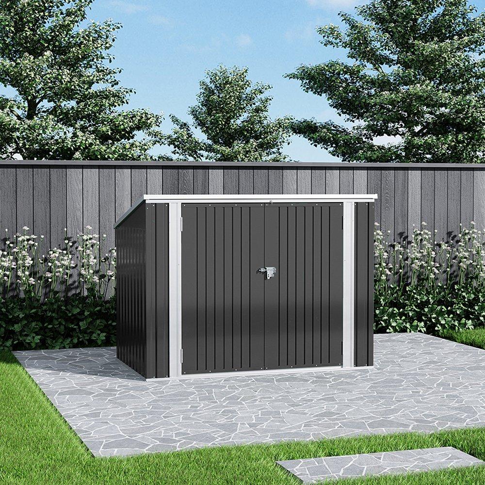 Black - Breeins - Steel Trash Can Storage Shed Recycle Bin - 1