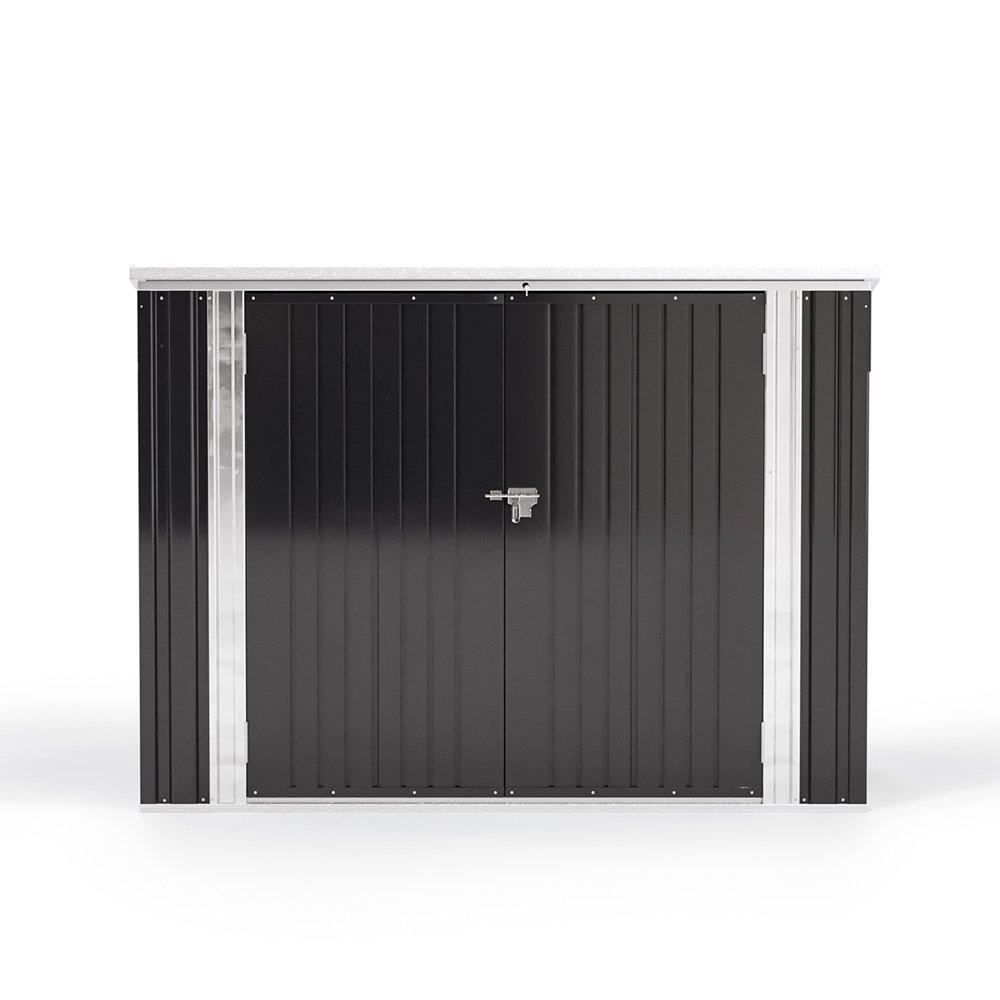 Black - Breeins - Steel Trash Can Storage Shed Recycle Bin - 4