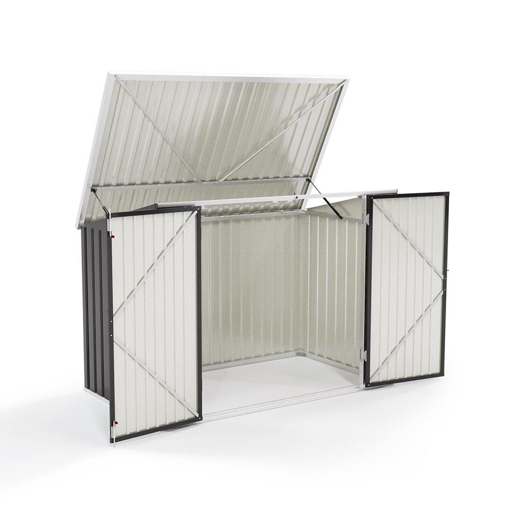 Black - Breeins - Steel Trash Can Storage Shed Recycle Bin - 5