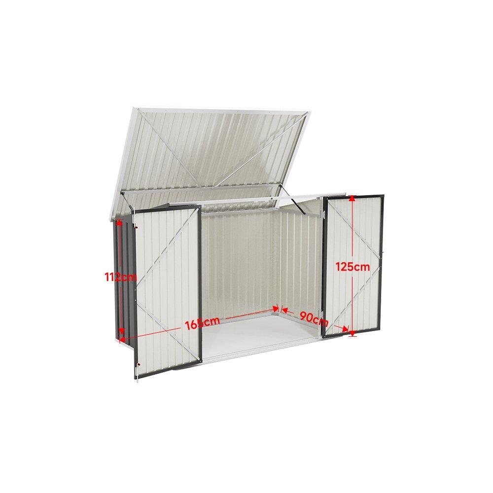 Black - Breeins - Steel Trash Can Storage Shed Recycle Bin - 9