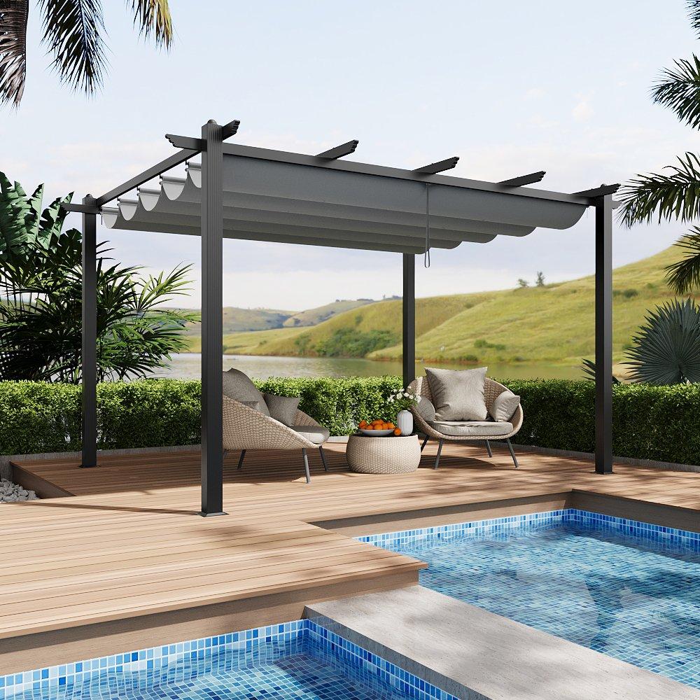 Black And Light - Breeins - 13x10ft Aluminium Pergola with Retractable Roof - 1