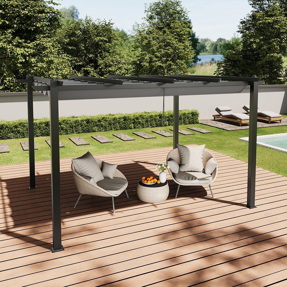 Black And Light - Breeins - 13x10ft Aluminium Pergola with Retractable Roof - 2