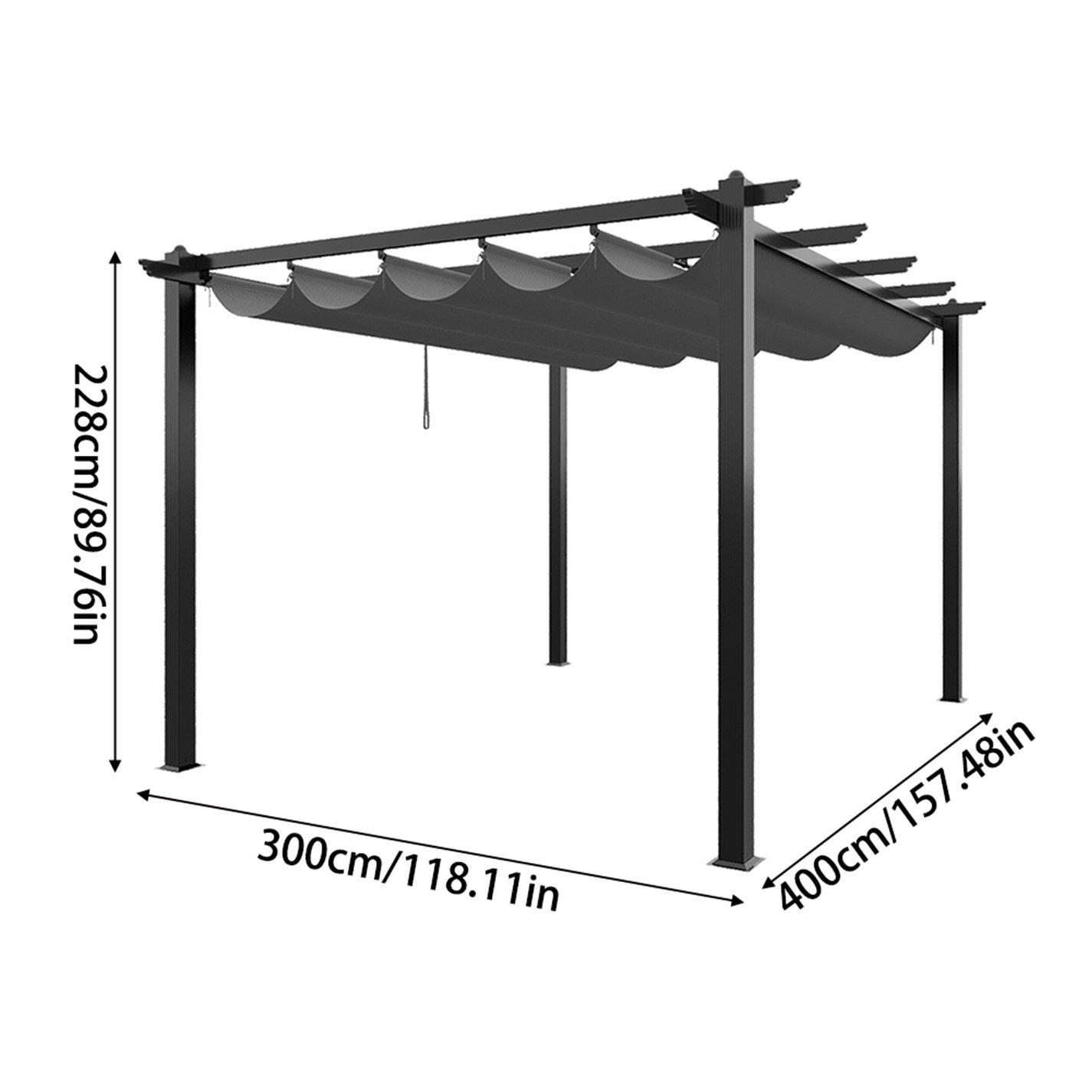 Black And Light - Breeins - 13x10ft Aluminium Pergola with Retractable Roof - 9