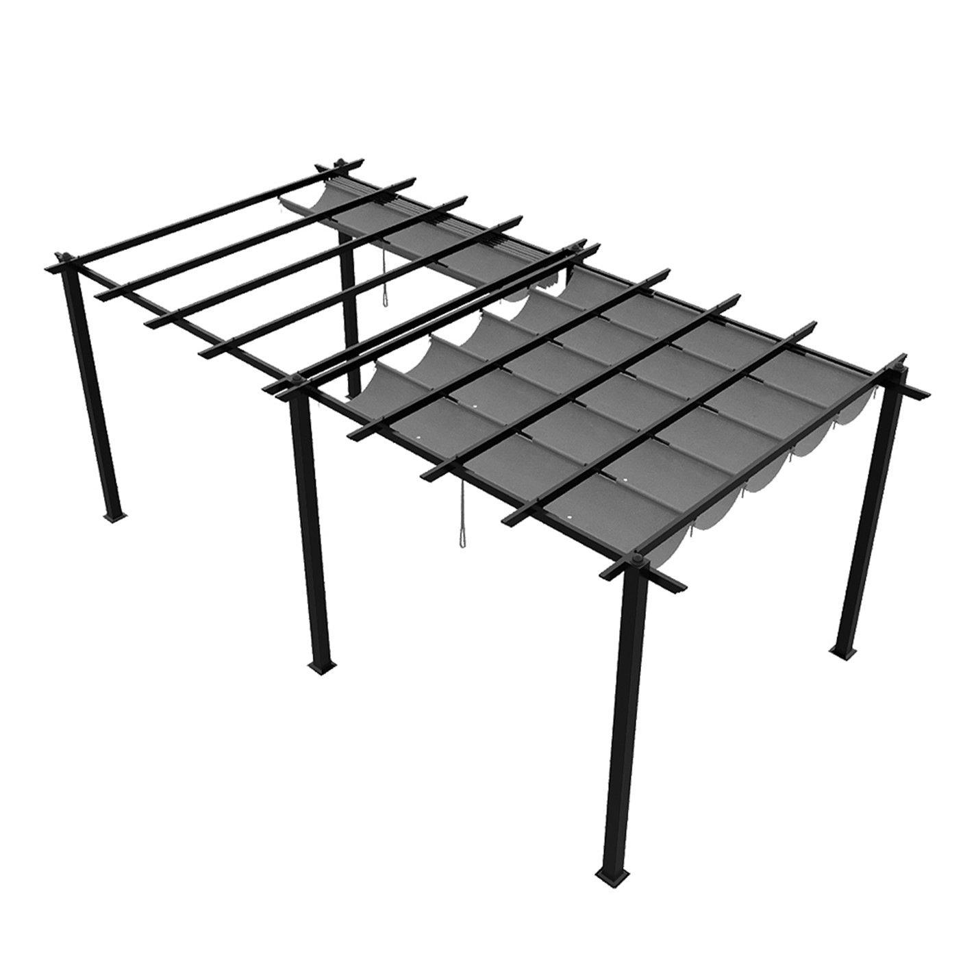 Black And Light - Breeins - 10x20ft Aluminium Pergola with Retractable Roof - 6