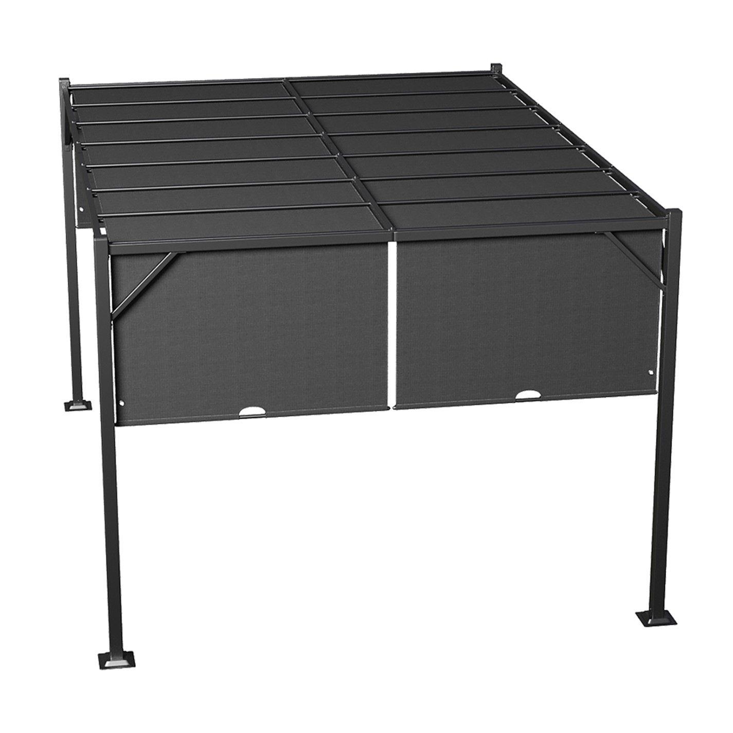 Black And Grey - Breeins - Outdoor Pergola with Retractable Canopy - 5