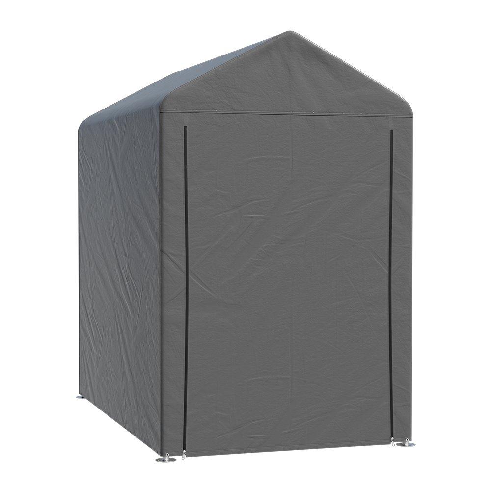 Grey - Breeins - 5x7FT Galvanized Tube Storage Shed - 3