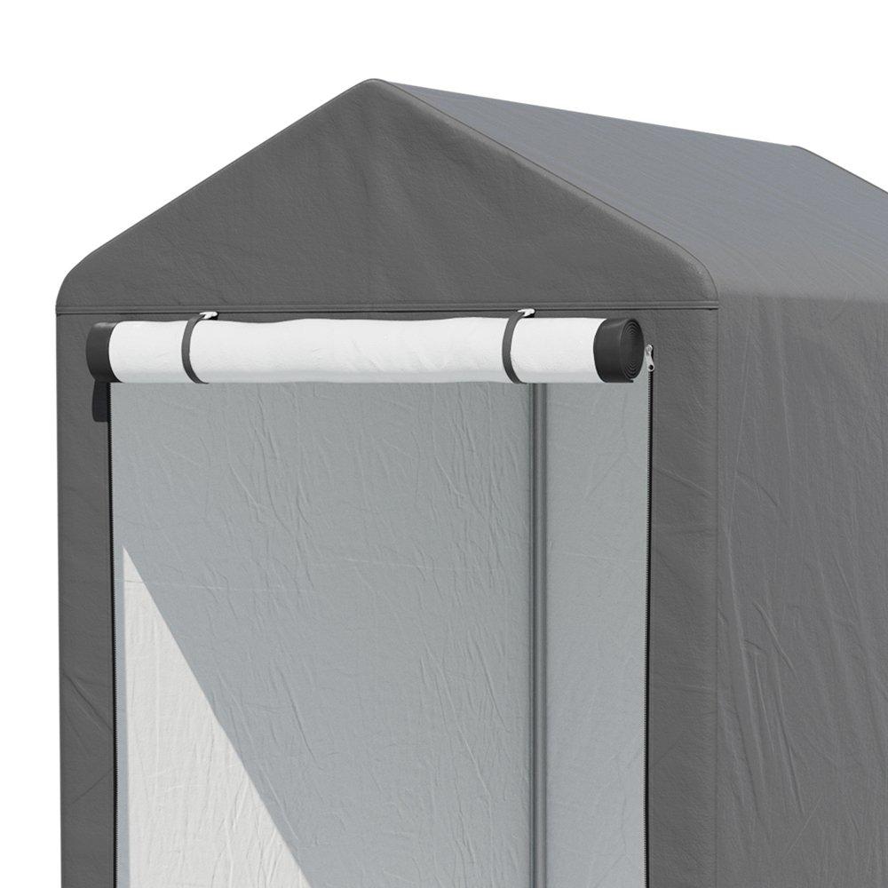 Grey - Breeins - 5x7FT Galvanized Tube Storage Shed - 5