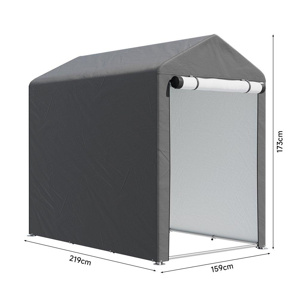 Grey - Breeins - 5x7FT Galvanized Tube Storage Shed - 8