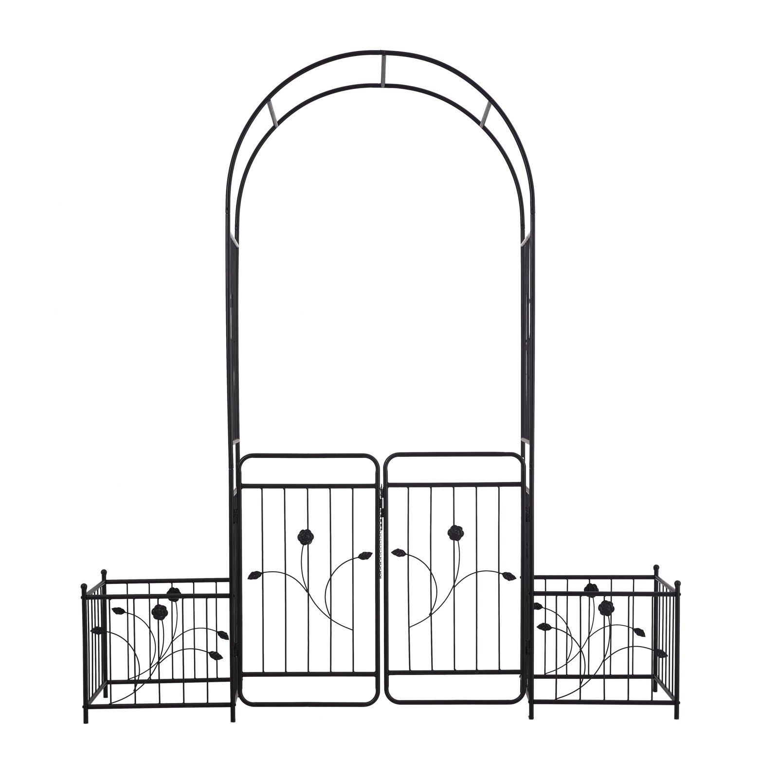 Black - Breeins - Black Metal Garden Arch with Gate - 2