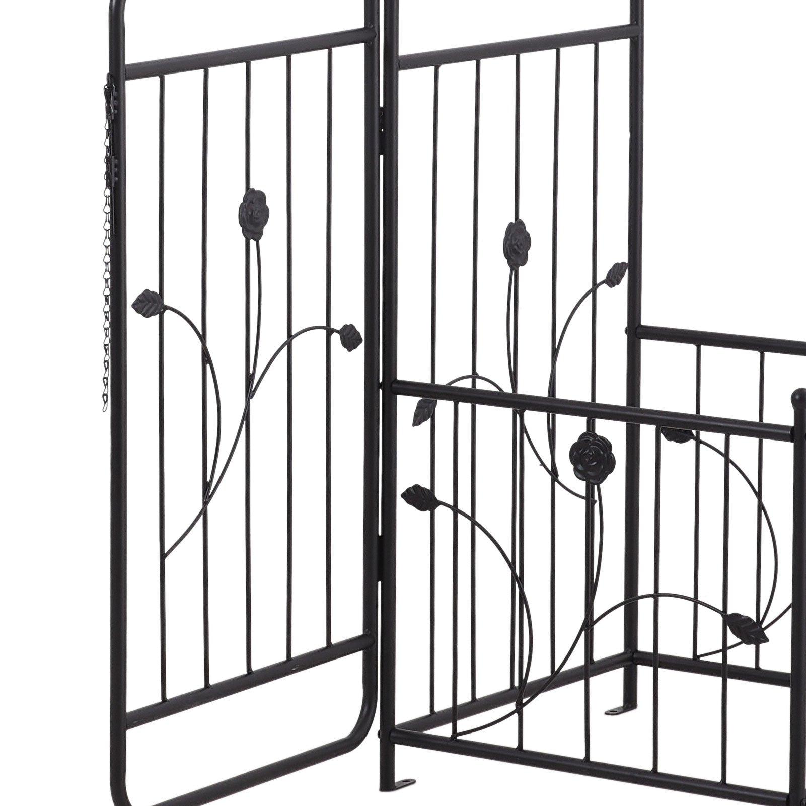 Black - Breeins - Black Metal Garden Arch with Gate - 6