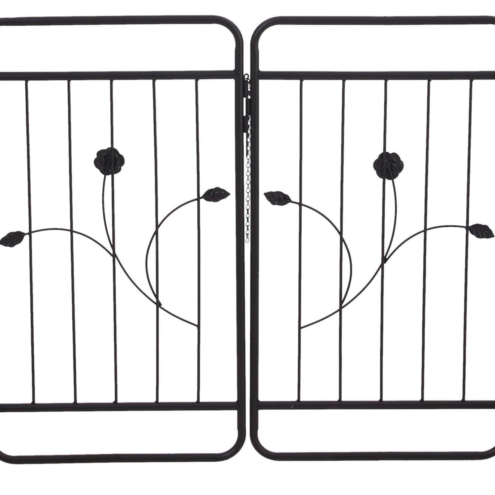 Black - Breeins - Black Metal Garden Arch with Gate - 7
