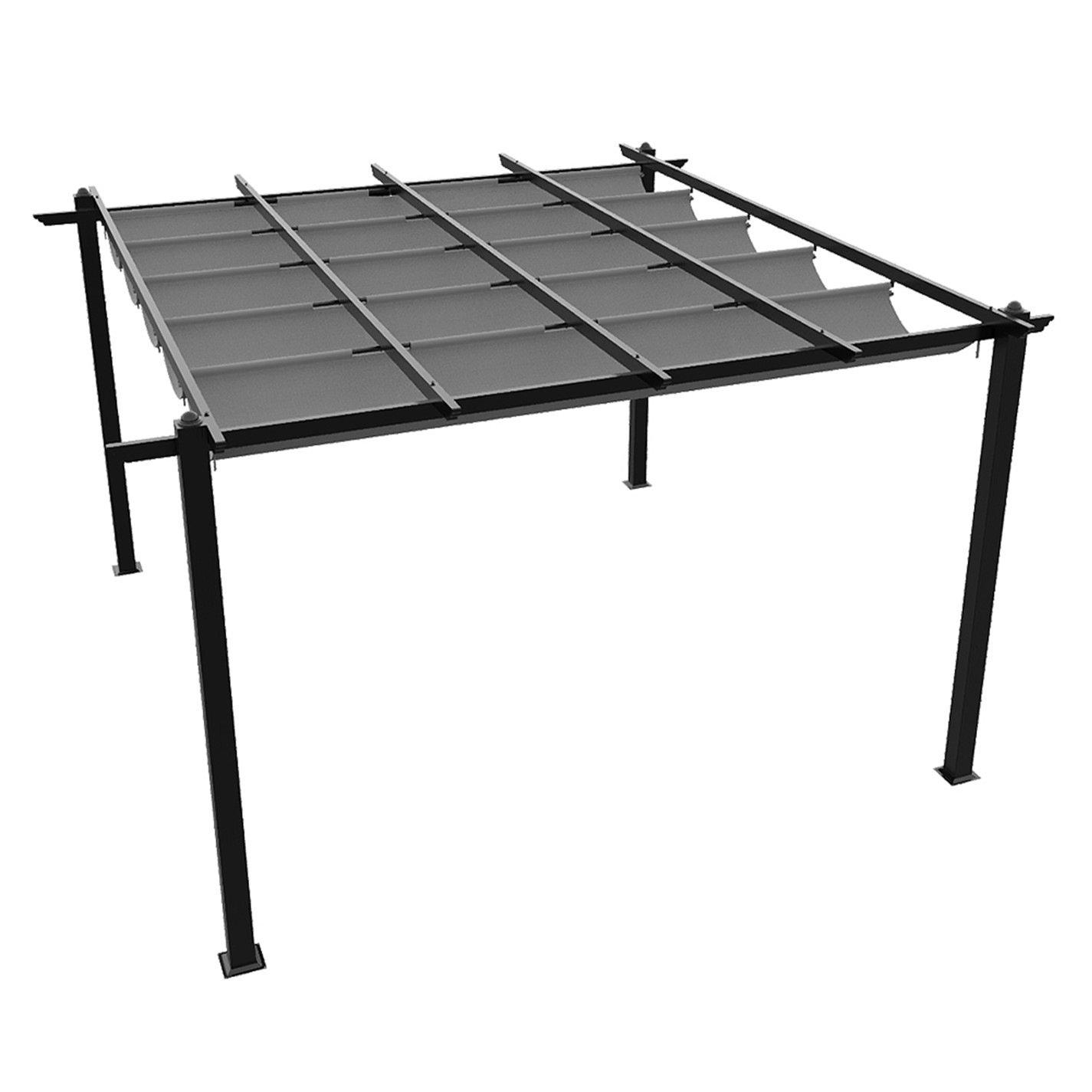 Black And Light - Breeins - 13x13ft Aluminium Pergola with Retractable Roof - 5