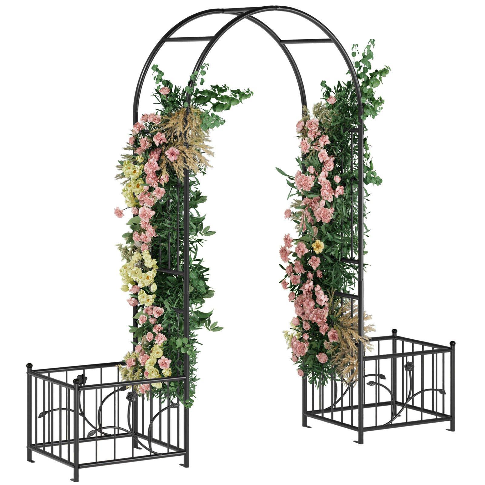 Black - Breeins - Black Metal Garden Arch - No Gate - 1