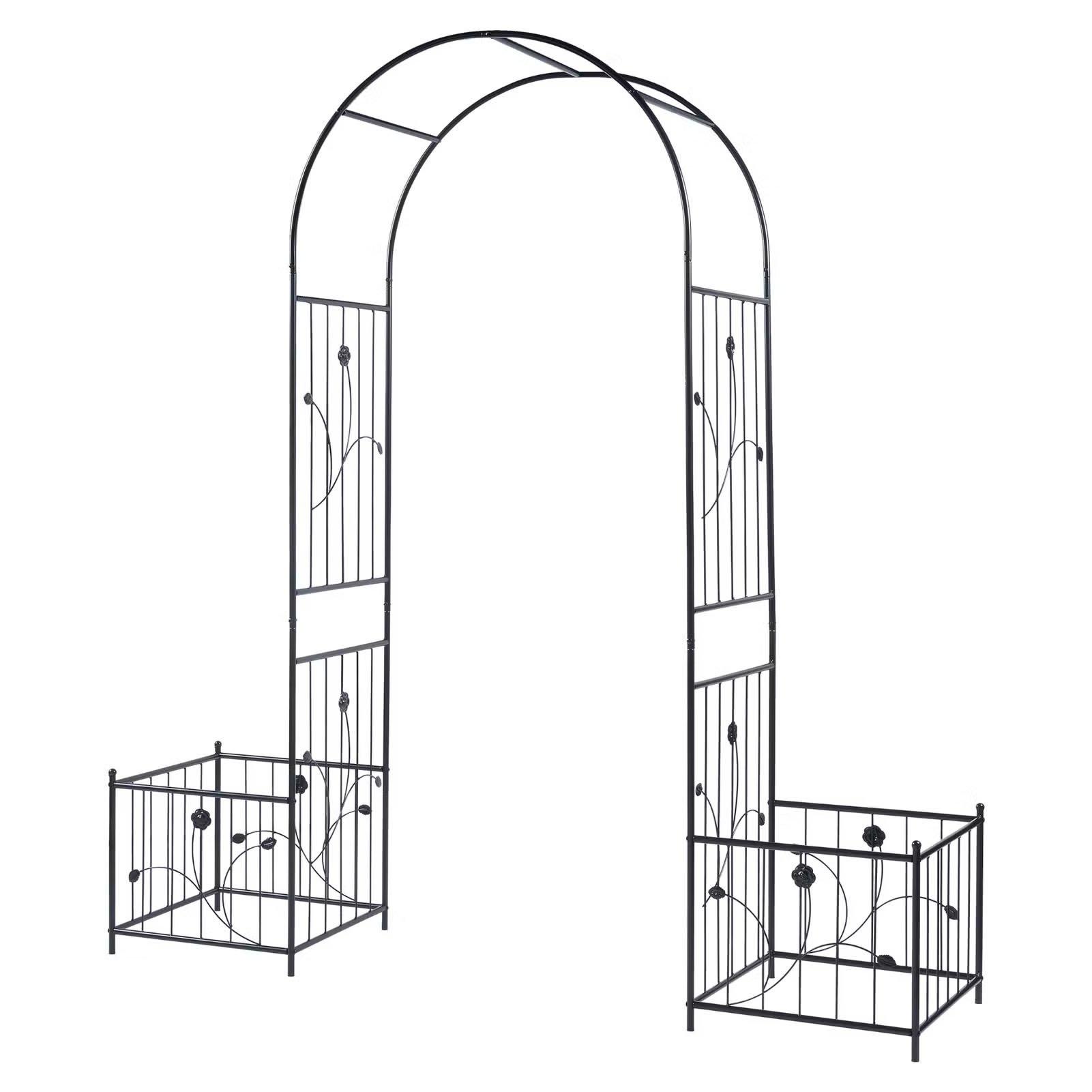 Black - Breeins - Black Metal Garden Arch - No Gate - 3