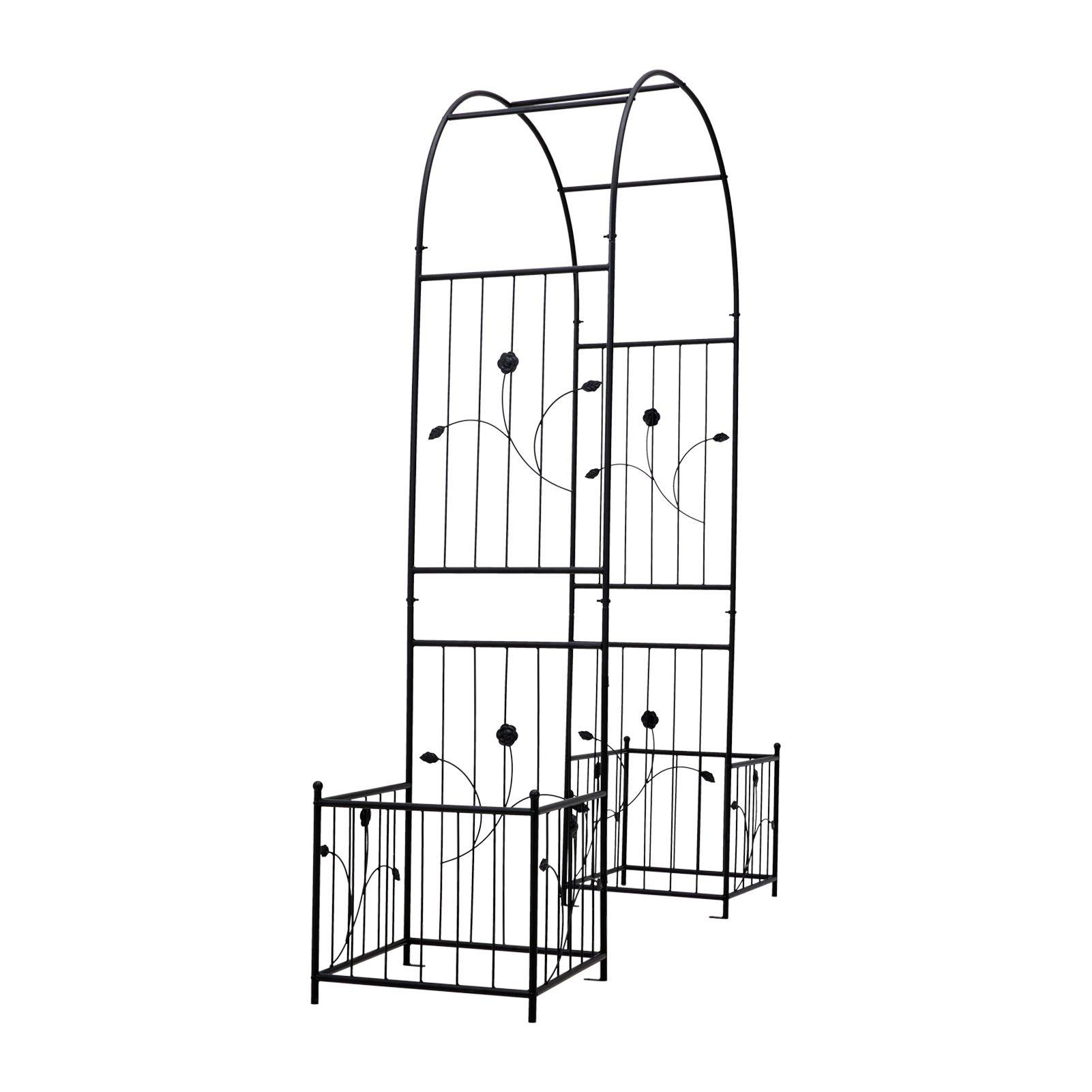 Black - Breeins - Black Metal Garden Arch - No Gate - 5