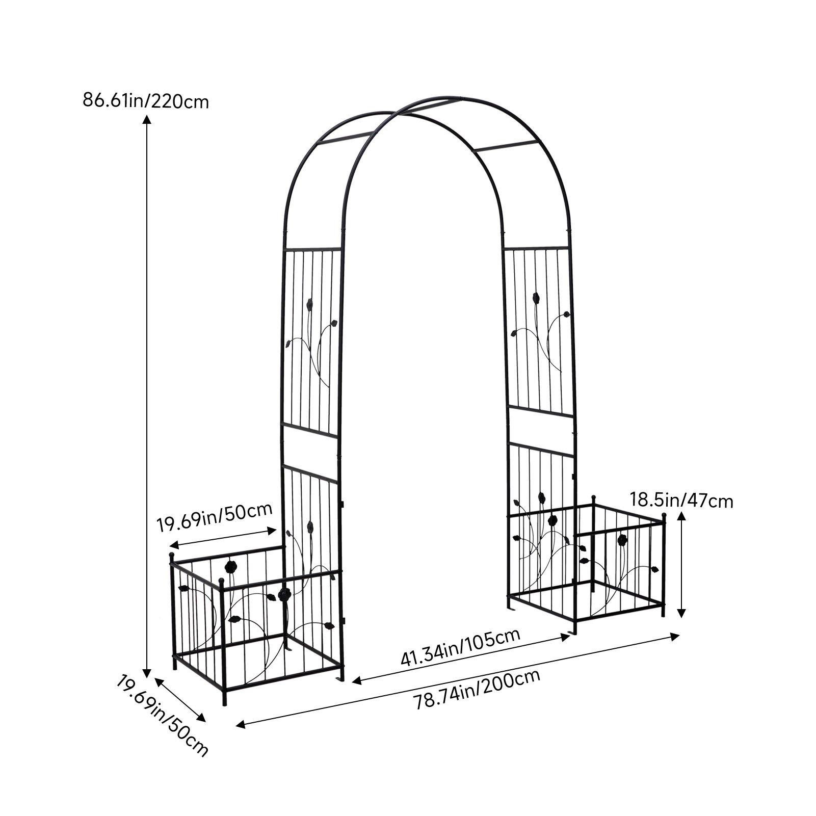 Black - Breeins - Black Metal Garden Arch - No Gate - 6