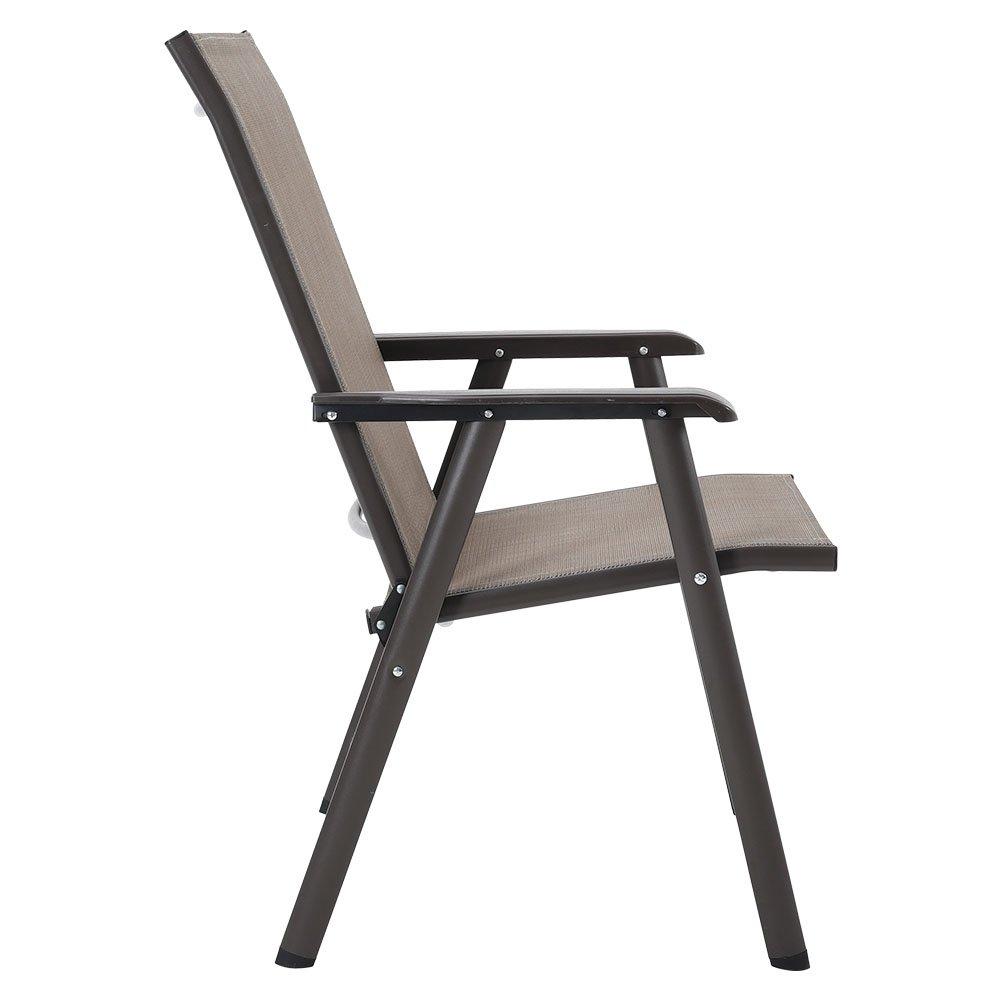 Brown - Breeins - Foldable Fabric Chairs Set of 4 Metal Frame - 3